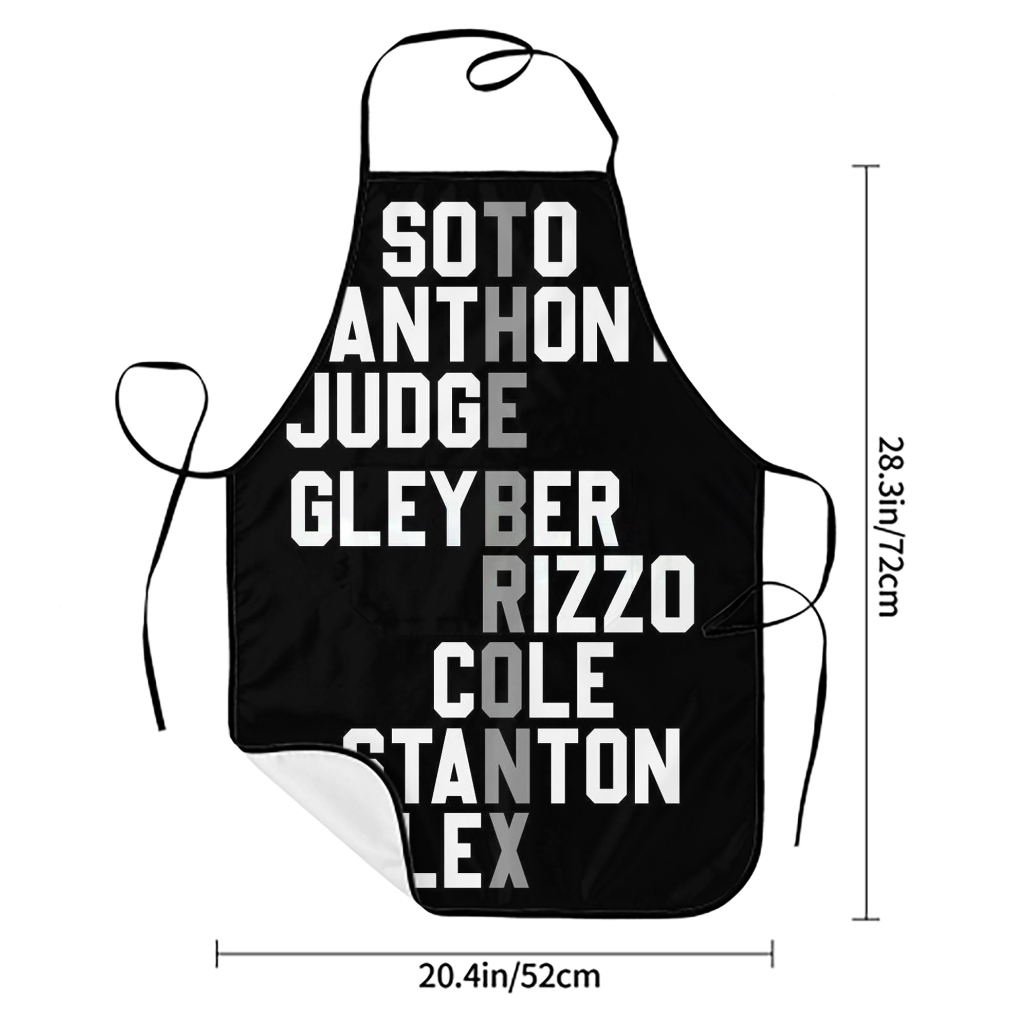 New York Yankees The Bronx Baseball Player Name Stain-Resistant Polyester Apron With Pocket – Full Print, Waterproof, Anti-Wrinkle, Anti-Pilling – Ideal For Kitchen, BBQ, Restaurant, Salon & More