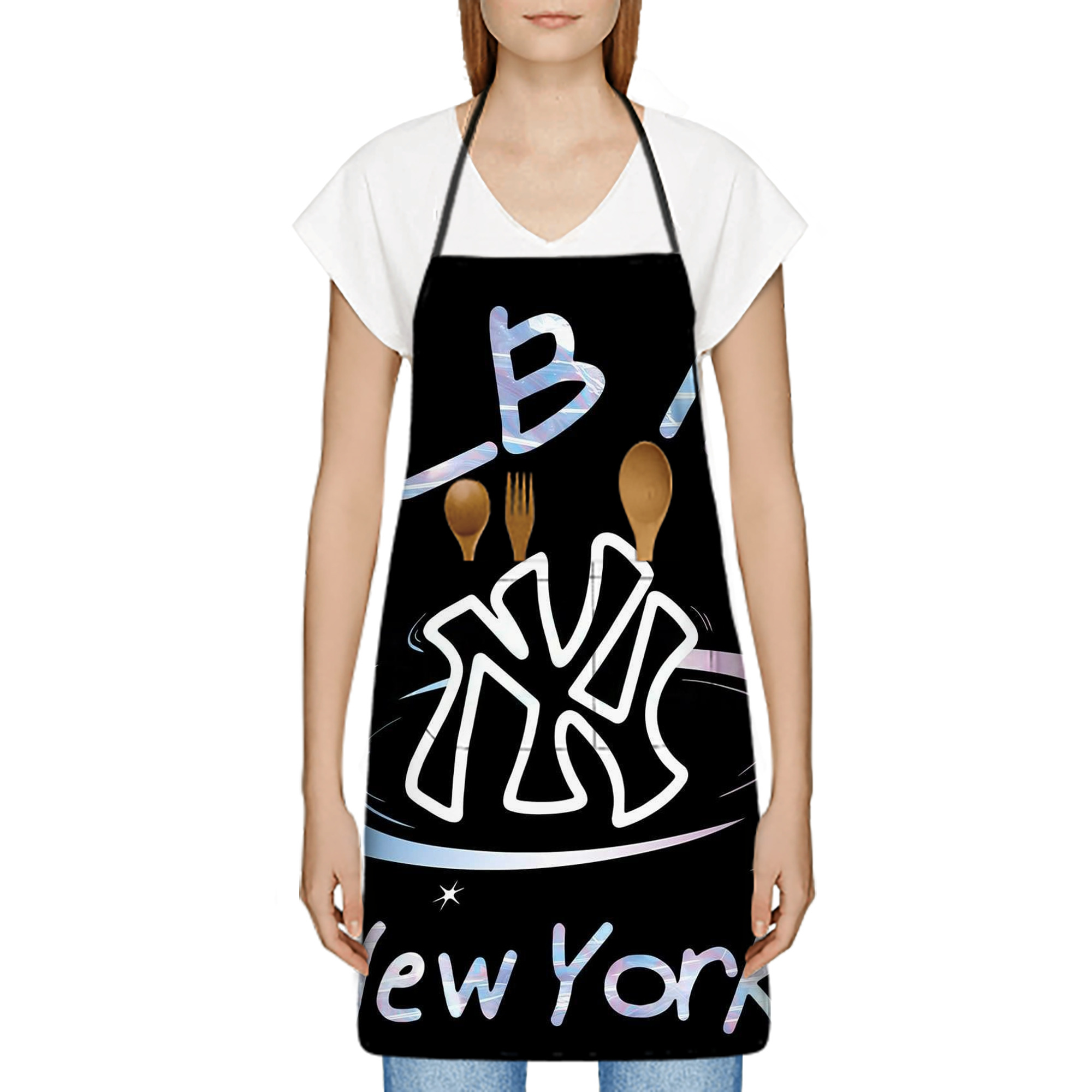 Like New York Yankees Baseball Team Stain-Resistant Polyester Apron With Pocket – Full Print, Waterproof, Anti-Wrinkle, Anti-Pilling – Ideal For Kitchen, BBQ, Restaurant, Salon & More