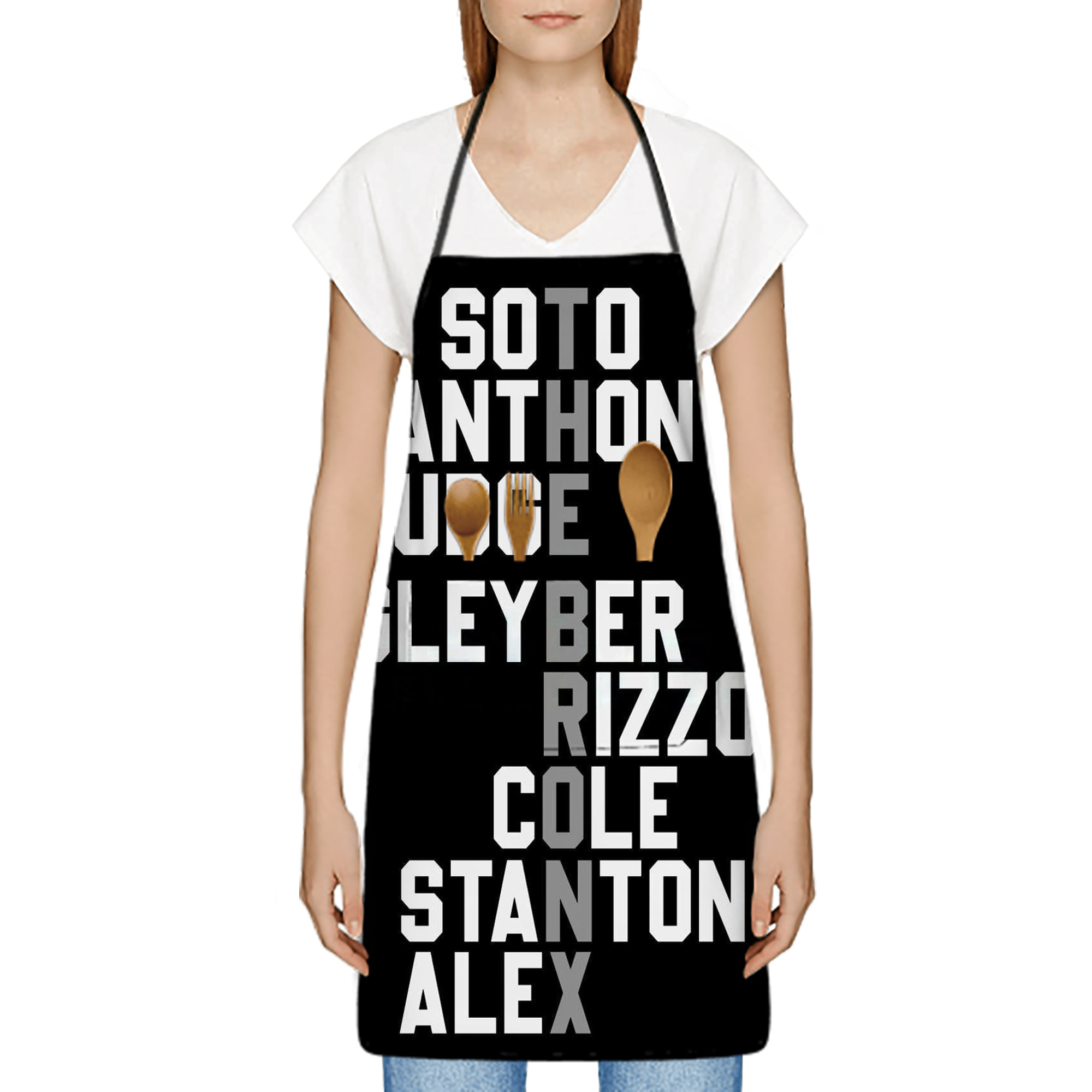 New York Yankees The Bronx Baseball Player Name Stain-Resistant Polyester Apron With Pocket – Full Print, Waterproof, Anti-Wrinkle, Anti-Pilling – Ideal For Kitchen, BBQ, Restaurant, Salon & More