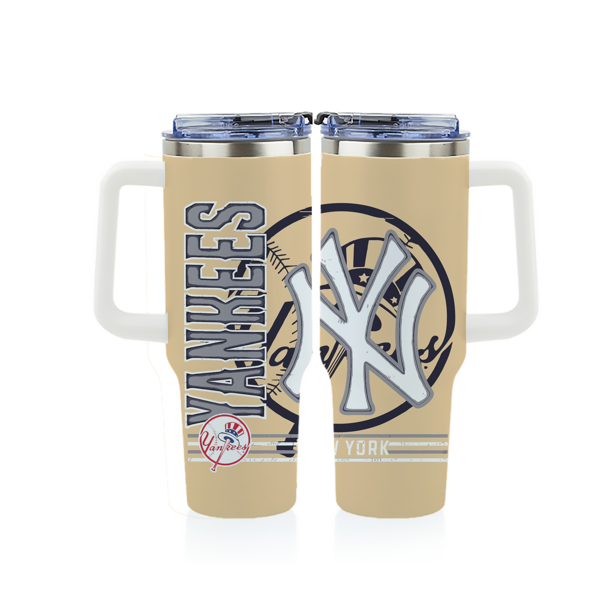 Vintage New York Yankees Logo In Crisp 40oz Full Wrap Car Tumbler – Durable Stainless Steel Travel Mug With Vibrant UV Print – Double Wall Insulated, Fits Most Car Cup Holders