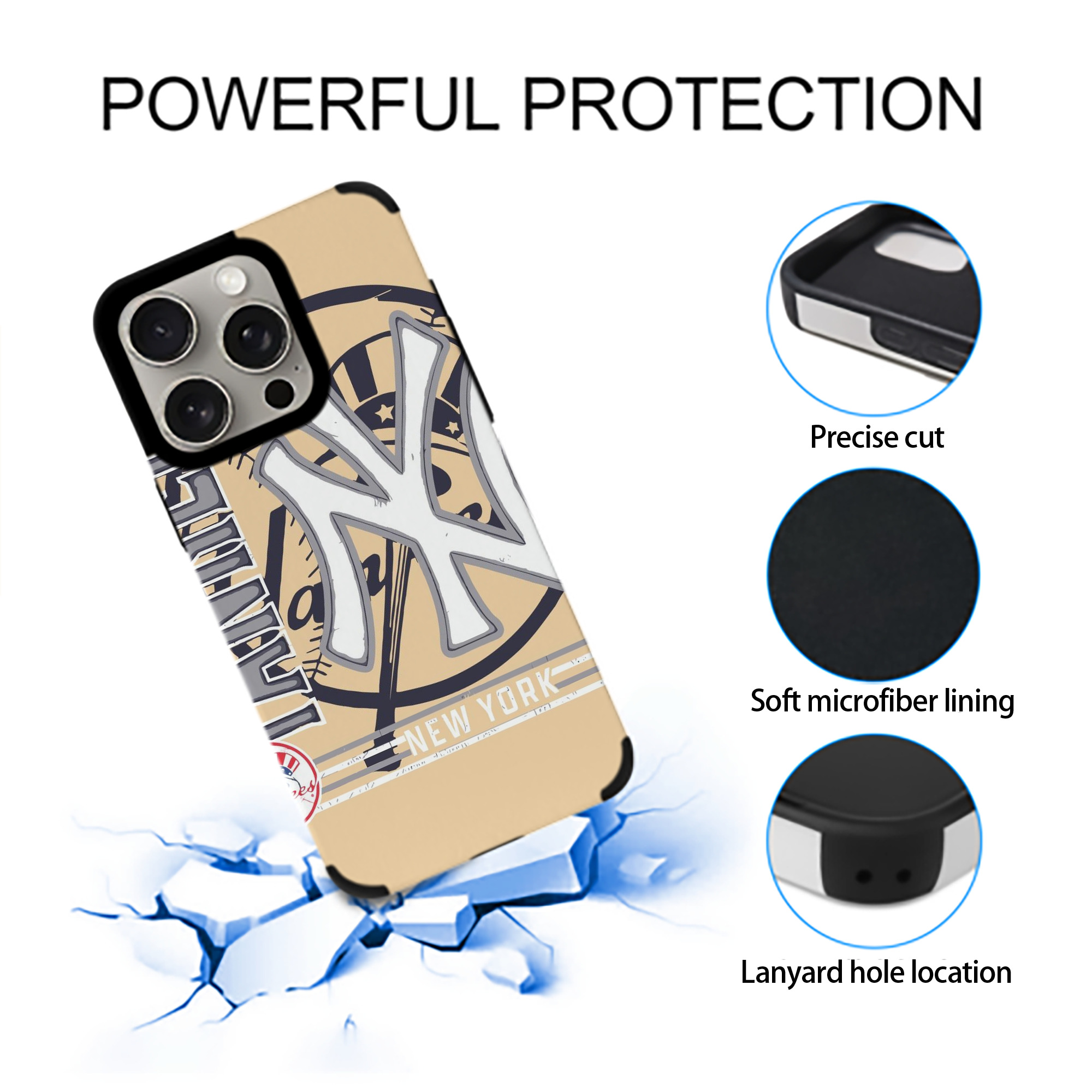 Vintage New York Yankees Logo In Crisp IPhone 15 Pro Max PU Leather Case – Soft Lining, 360° Protection – Precise Fit, 3D Buttons, Easy Charging – Anti-Yellowing, Easy To Clean