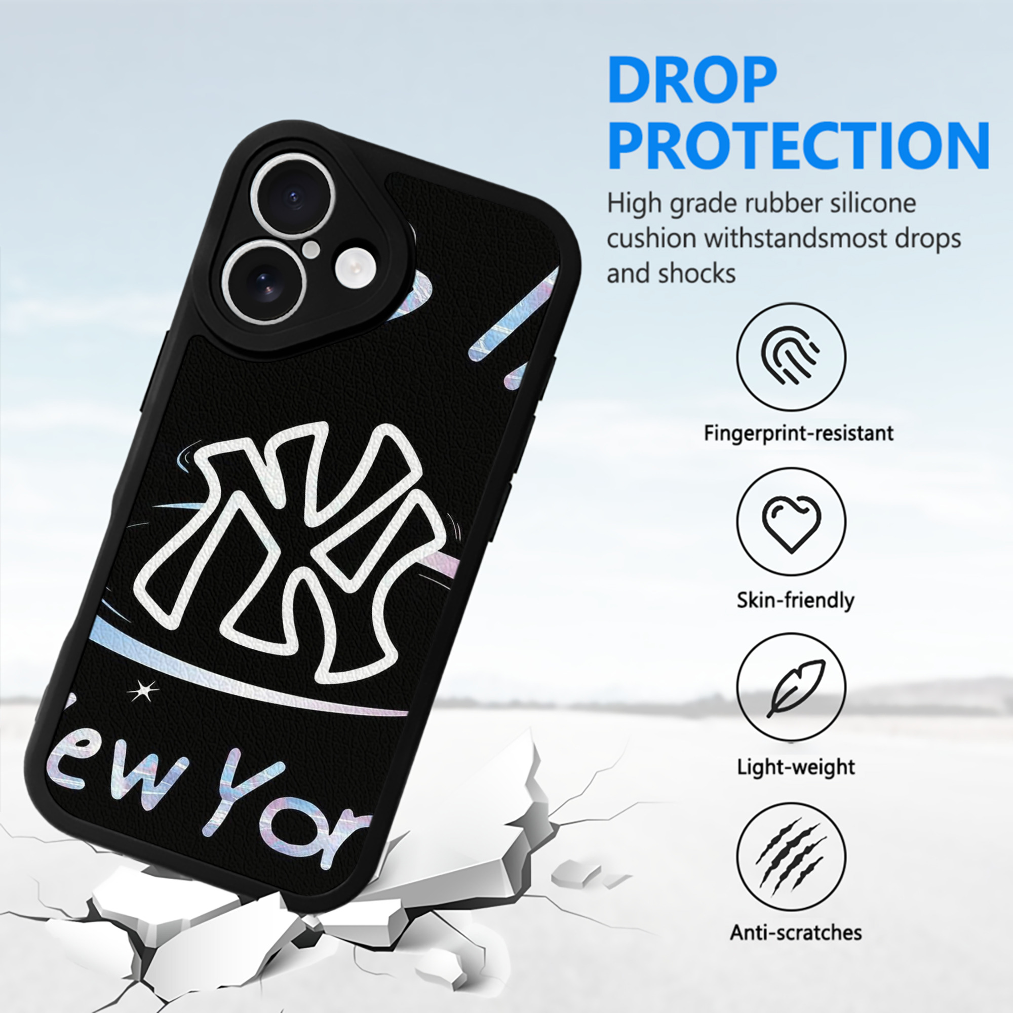 Like New York Yankees Baseball Team IPhone 16 Silicone Leather Case – UV Print, Lambskin Texture – Perfect Fit, Wireless Charging Compatible, Scratch Resistant, Precise Cutouts – Stylish Protection For IPhone 16