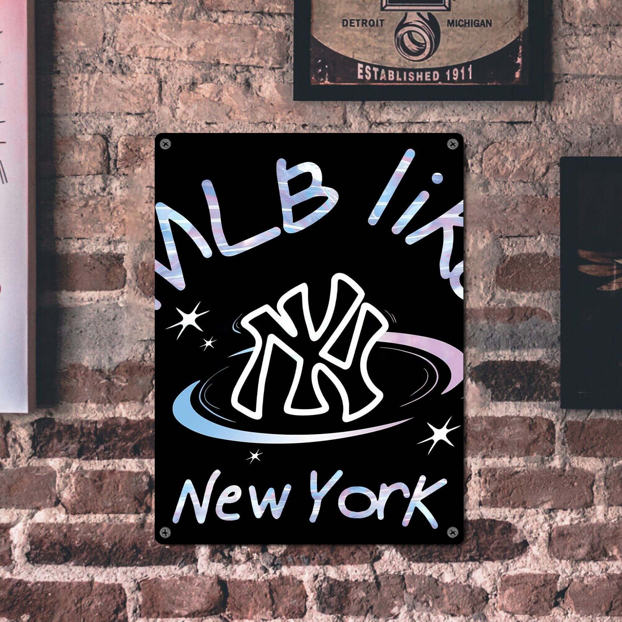 Like New York Yankees Baseball Team Vintage Metal Tin Sign 12x16inch – Retro Wall Art Decor For Home, Bar, Kitchen, Bedroom, Office – Durable Iron Sheet Poster, Easy To Hang, Full-Color Printing