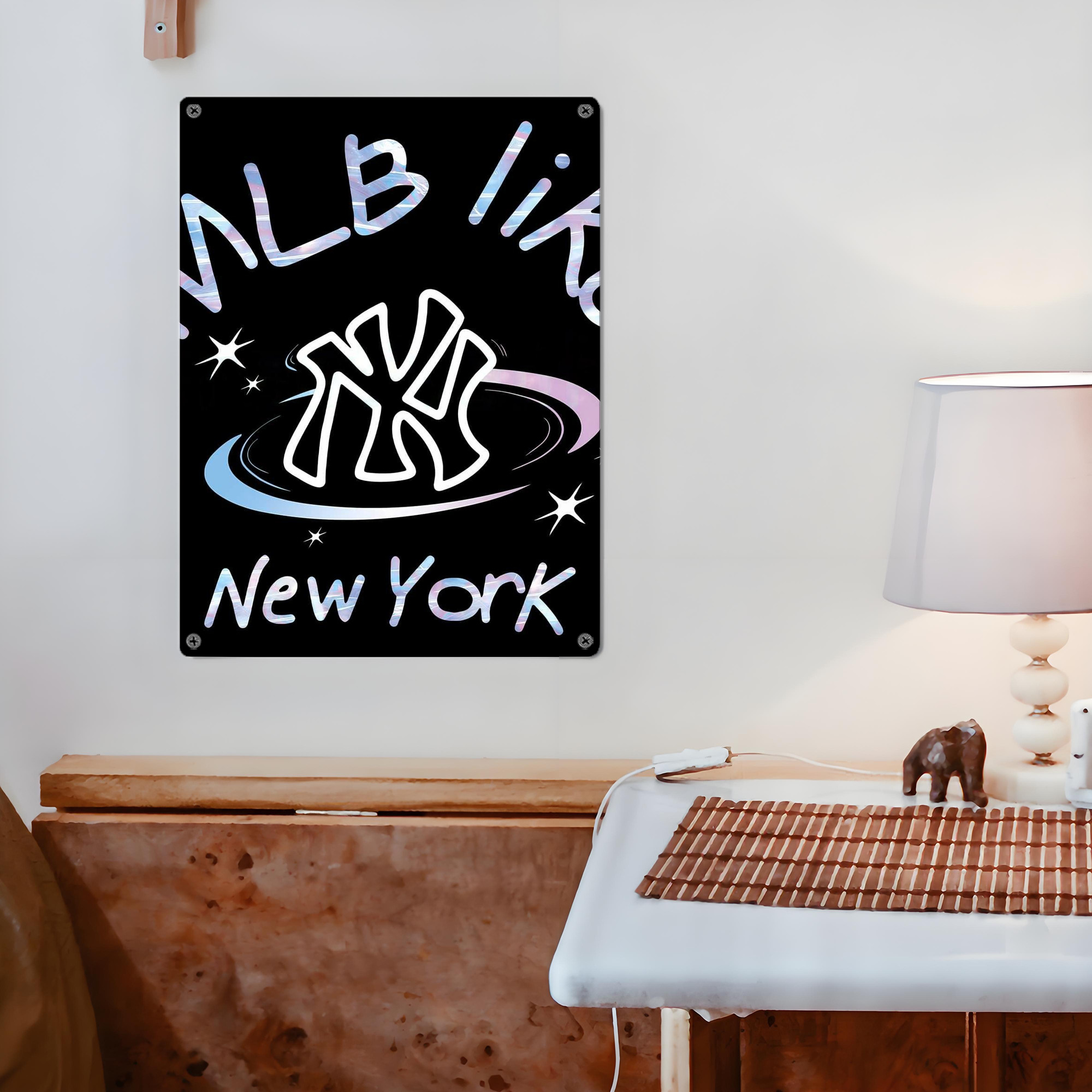 Like New York Yankees Baseball Team Vintage Metal Tin Sign 12x16inch – Retro Wall Art Decor For Home, Bar, Kitchen, Bedroom, Office – Durable Iron Sheet Poster, Easy To Hang, Full-Color Printing