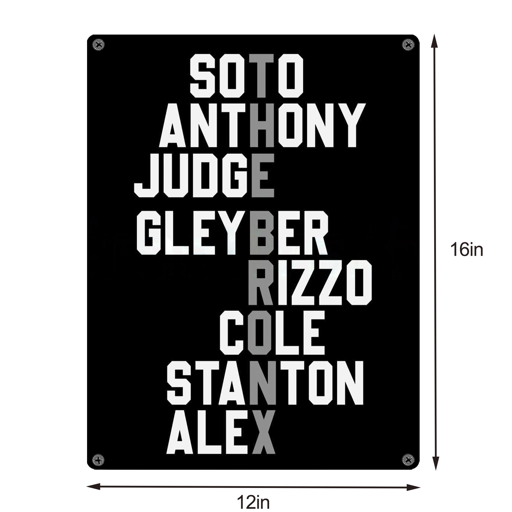 New York Yankees The Bronx Baseball Player Name Vintage Metal Tin Sign 12x16inch – Retro Wall Art Decor For Home, Bar, Kitchen, Bedroom, Office – Durable Iron Sheet Poster, Easy To Hang, Full-Color Printing