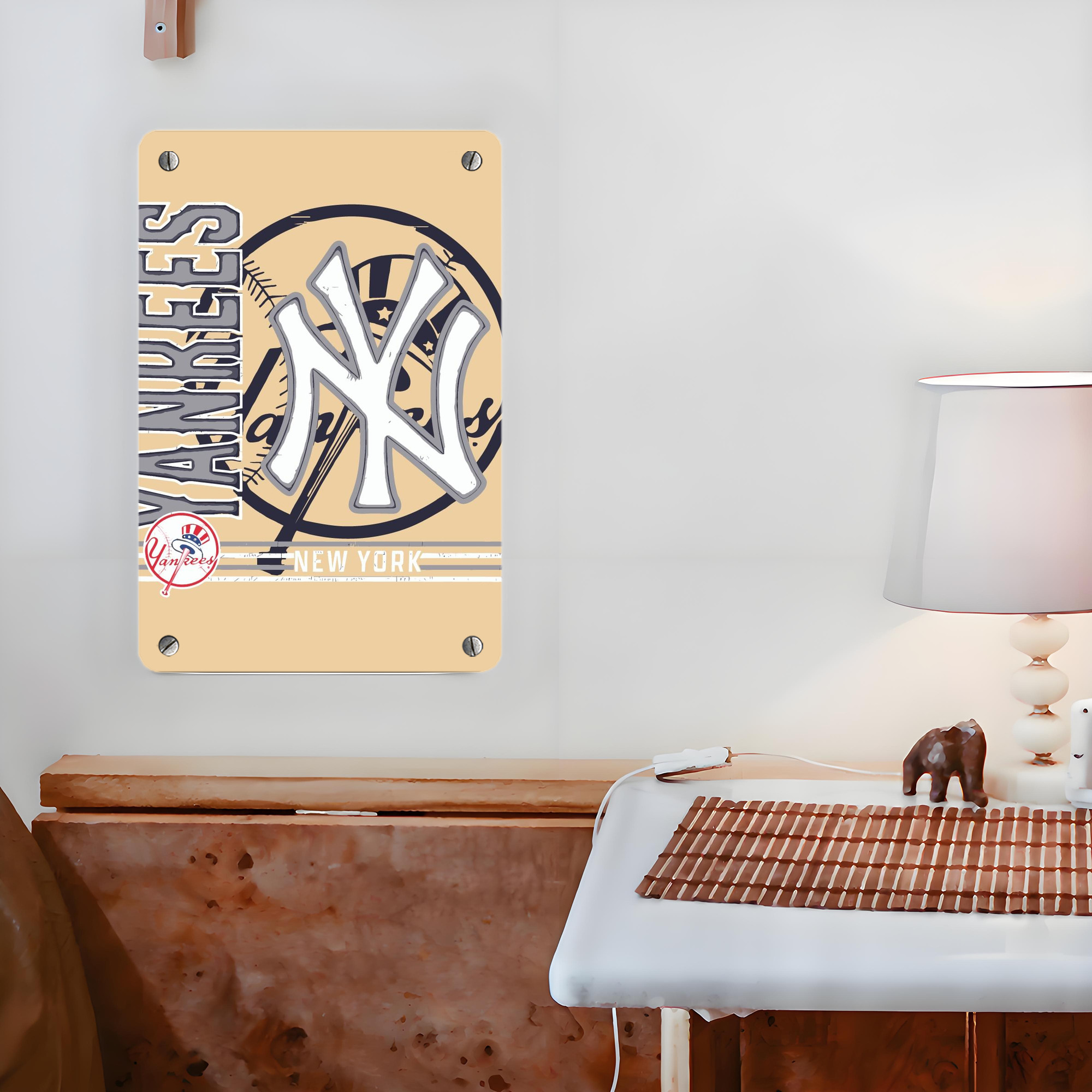 Vintage New York Yankees Logo In Crisp Metal Tin Sign 8x12inch - High-Quality Full-Print Decorative Wall Art, Durable Rust-Resistant Metal Plaque For Living Room, Bedroom, Kitchen, Office, Bar Décor