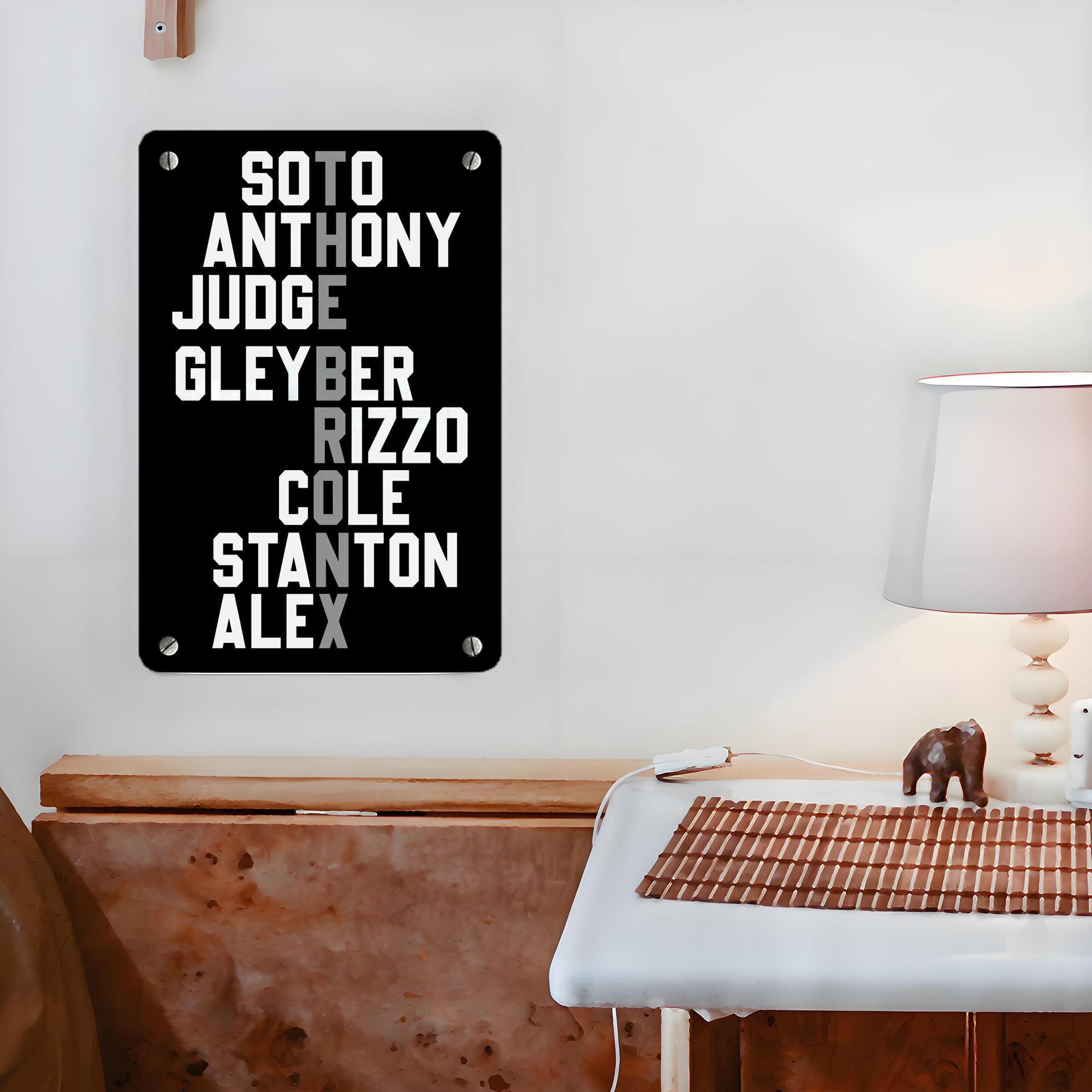 New York Yankees The Bronx Baseball Player Name Metal Tin Sign 8x12inch - High-Quality Full-Print Decorative Wall Art, Durable Rust-Resistant Metal Plaque For Living Room, Bedroom, Kitchen, Office, Bar Décor