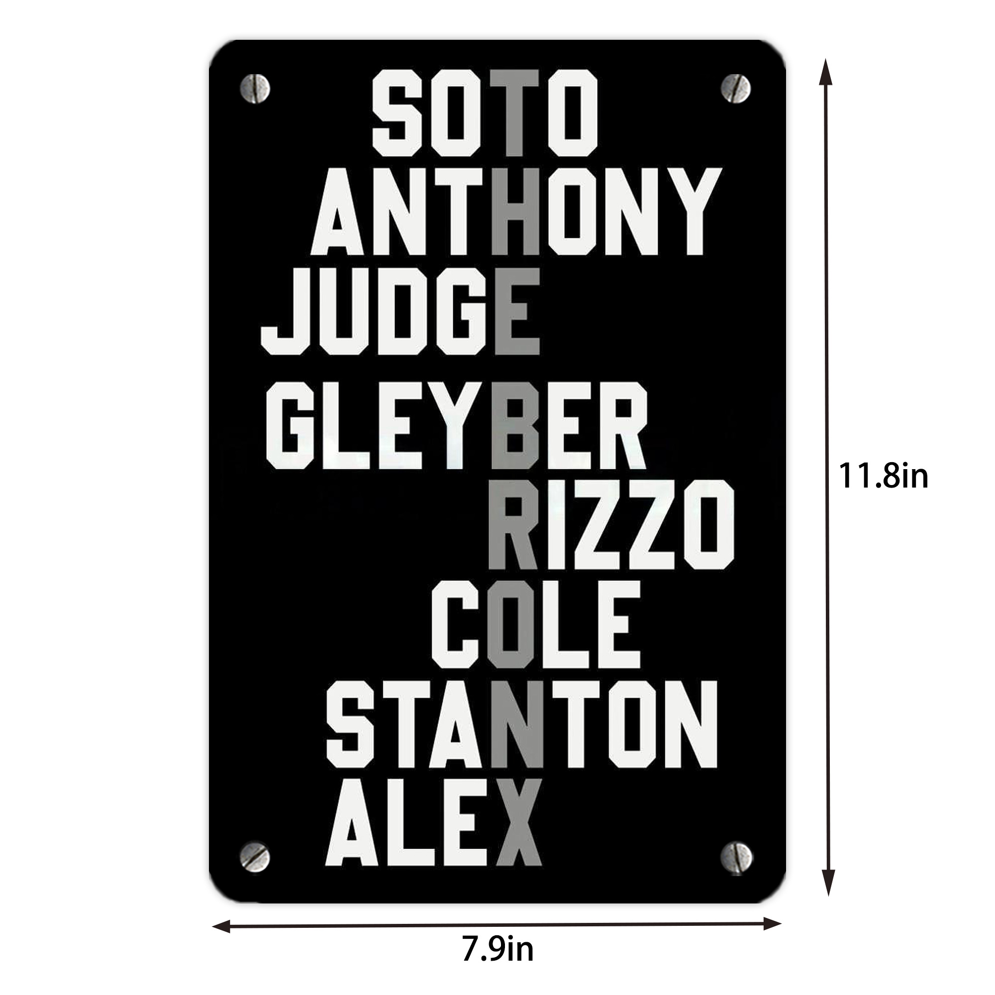 New York Yankees The Bronx Baseball Player Name Metal Tin Sign 8x12inch - High-Quality Full-Print Decorative Wall Art, Durable Rust-Resistant Metal Plaque For Living Room, Bedroom, Kitchen, Office, Bar Décor