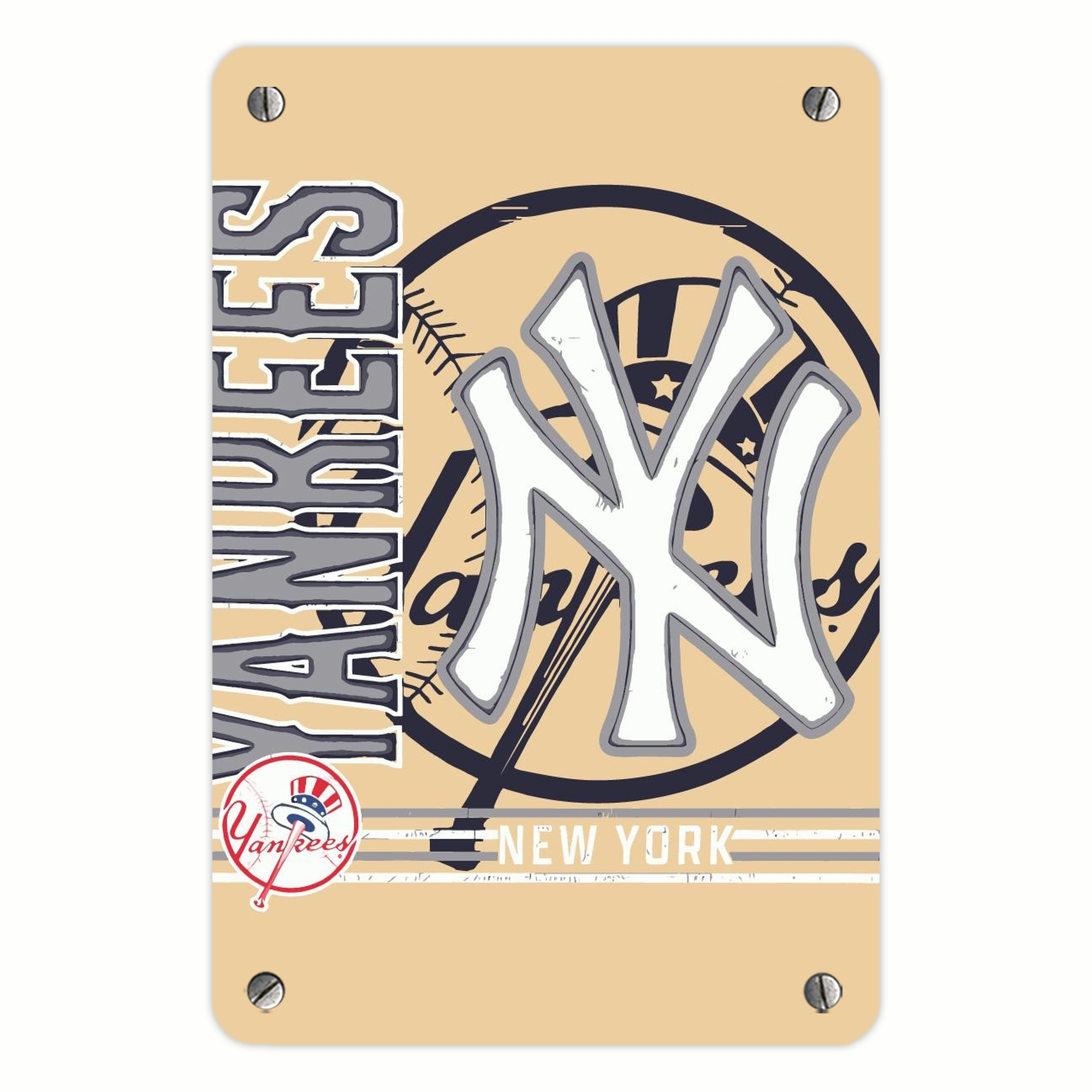 Vintage New York Yankees Logo In Crisp Metal Tin Sign 8x12inch - High-Quality Full-Print Decorative Wall Art, Durable Rust-Resistant Metal Plaque For Living Room, Bedroom, Kitchen, Office, Bar Décor