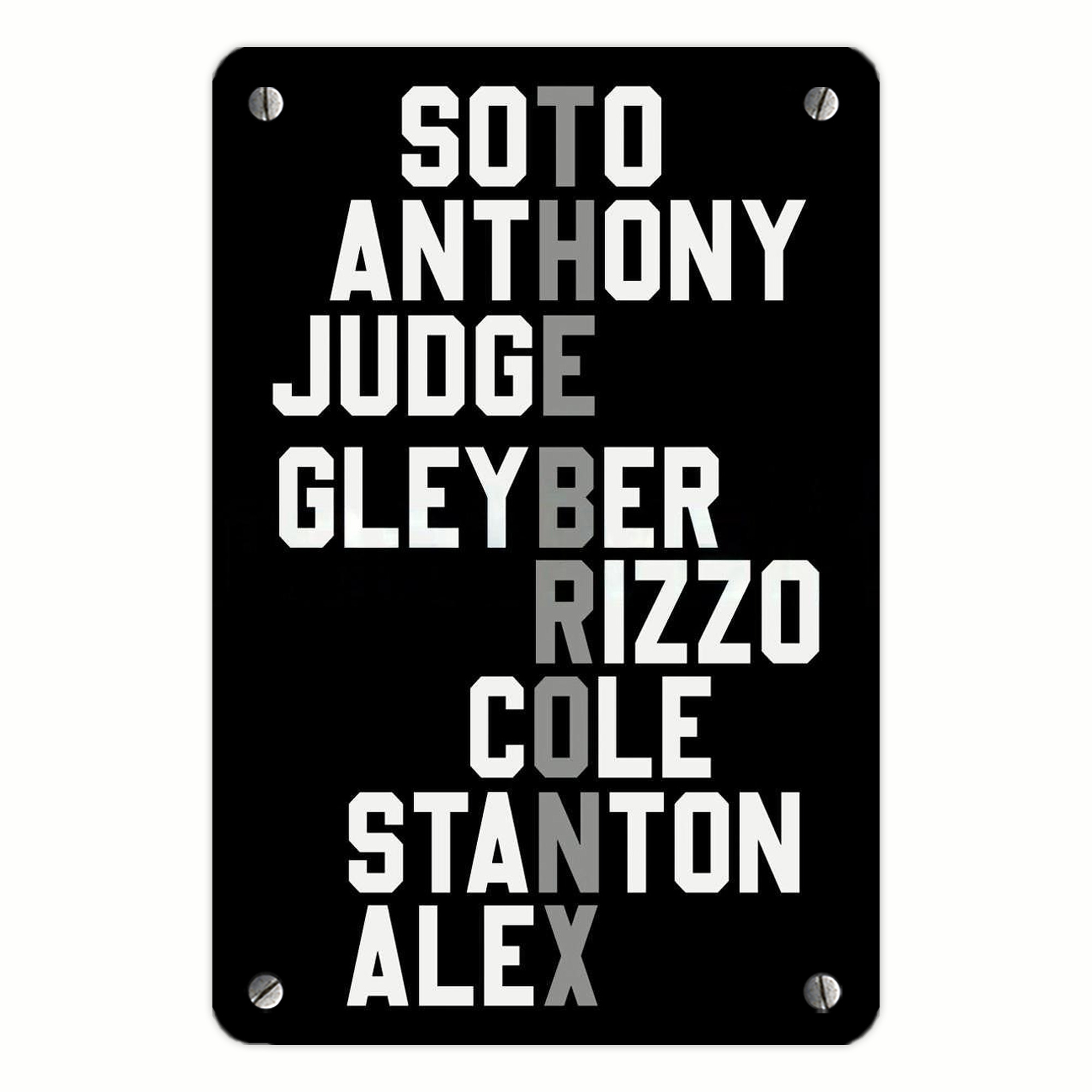 New York Yankees The Bronx Baseball Player Name Metal Tin Sign 8x12inch - High-Quality Full-Print Decorative Wall Art, Durable Rust-Resistant Metal Plaque For Living Room, Bedroom, Kitchen, Office, Bar Décor