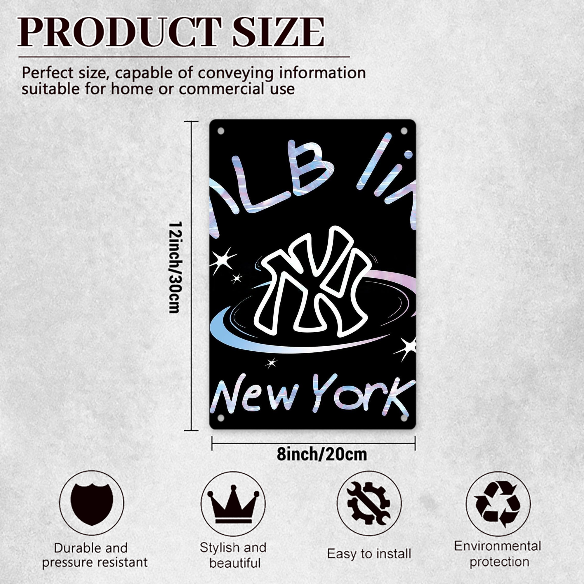 Like New York Yankees Baseball Team 8x12inch Vertical Aluminum Sign - Durable Fade-Resistant Indoor/Outdoor Safety & Information Plaque For Office, Hotel, Restaurant, Bar, Public Spaces