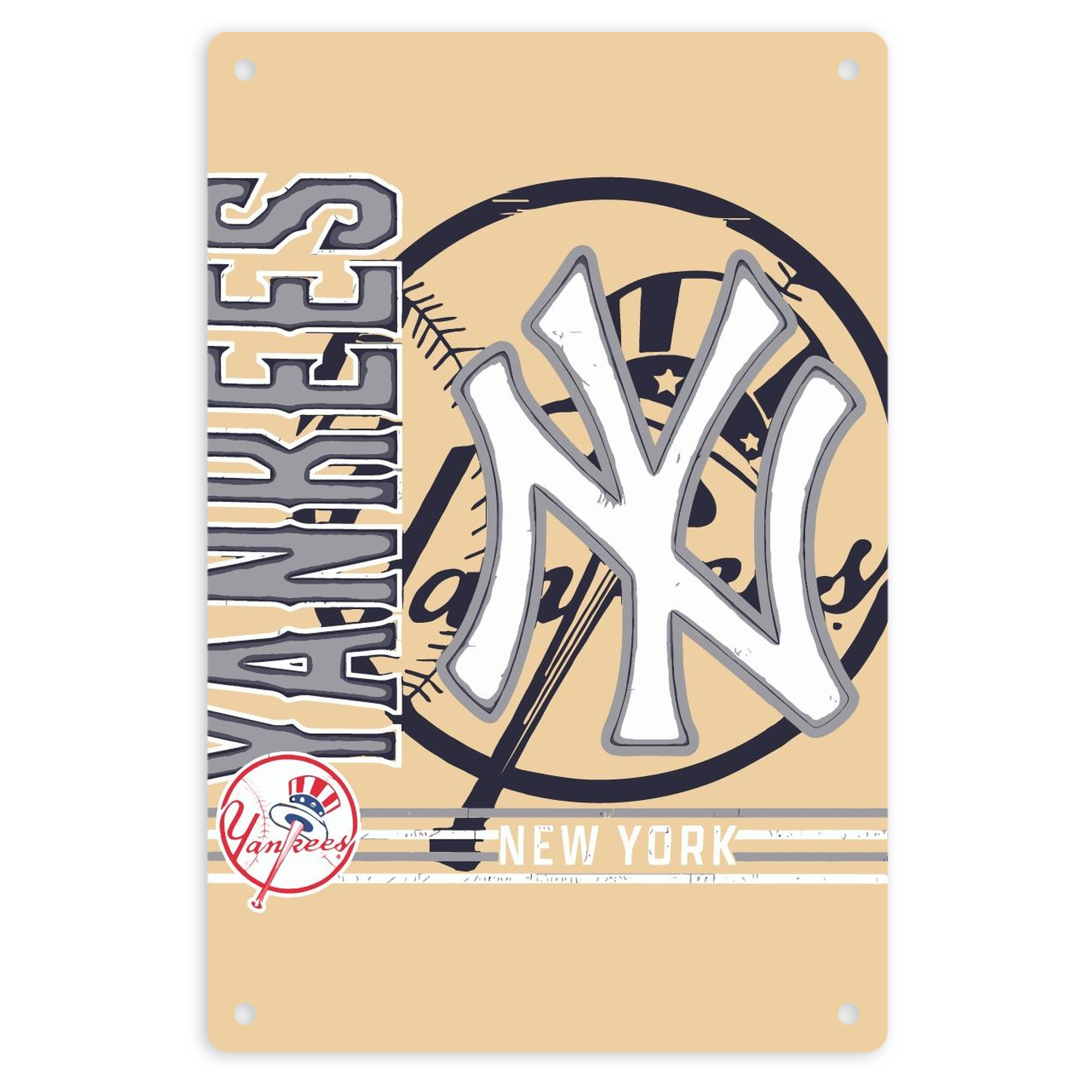 Vintage New York Yankees Logo In Crisp 8x12inch Vertical Aluminum Sign - Durable Fade-Resistant Indoor/Outdoor Safety & Information Plaque For Office, Hotel, Restaurant, Bar, Public Spaces