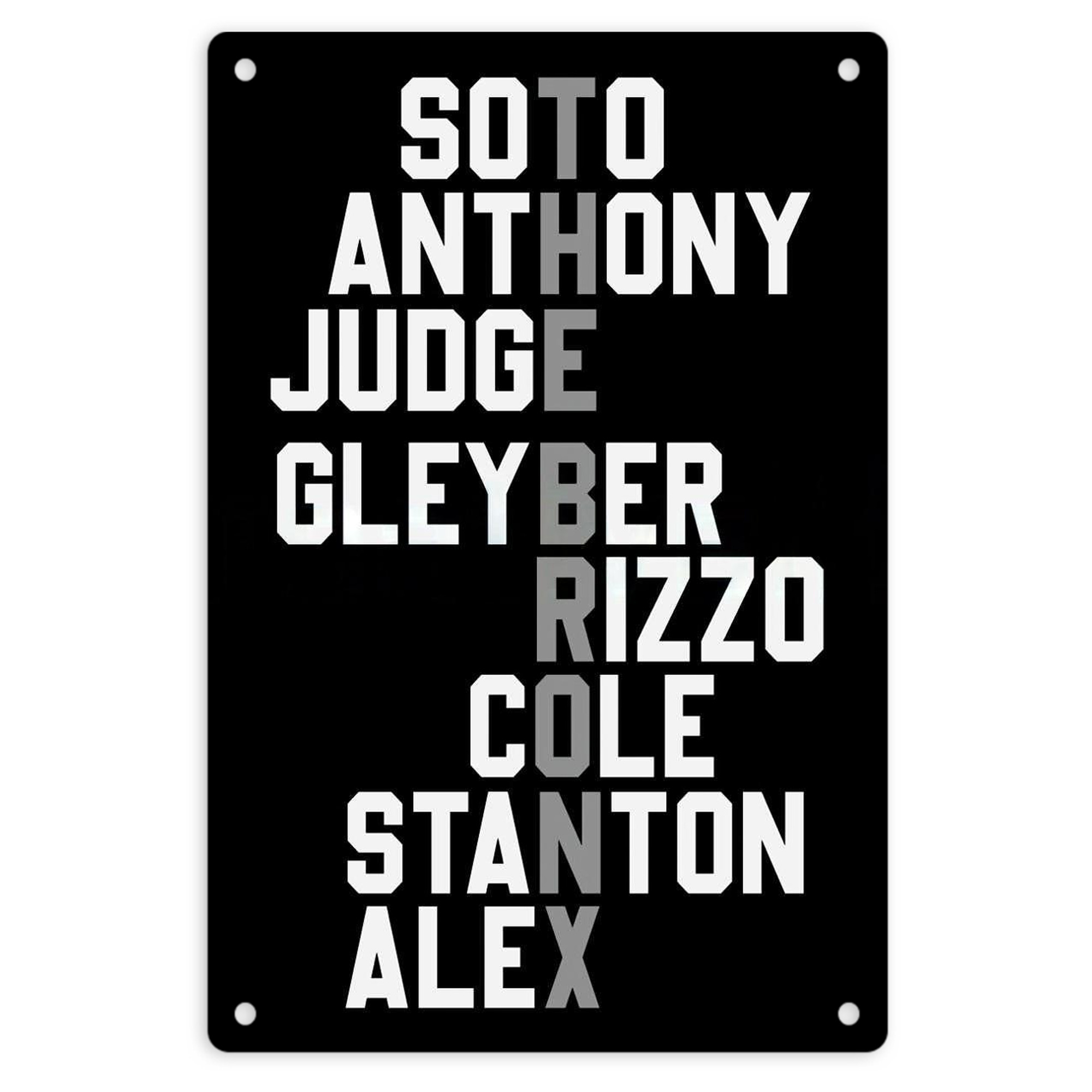New York Yankees The Bronx Baseball Player Name 8x12inch Vertical Aluminum Sign - Durable Fade-Resistant Indoor/Outdoor Safety & Information Plaque For Office, Hotel, Restaurant, Bar, Public Spaces