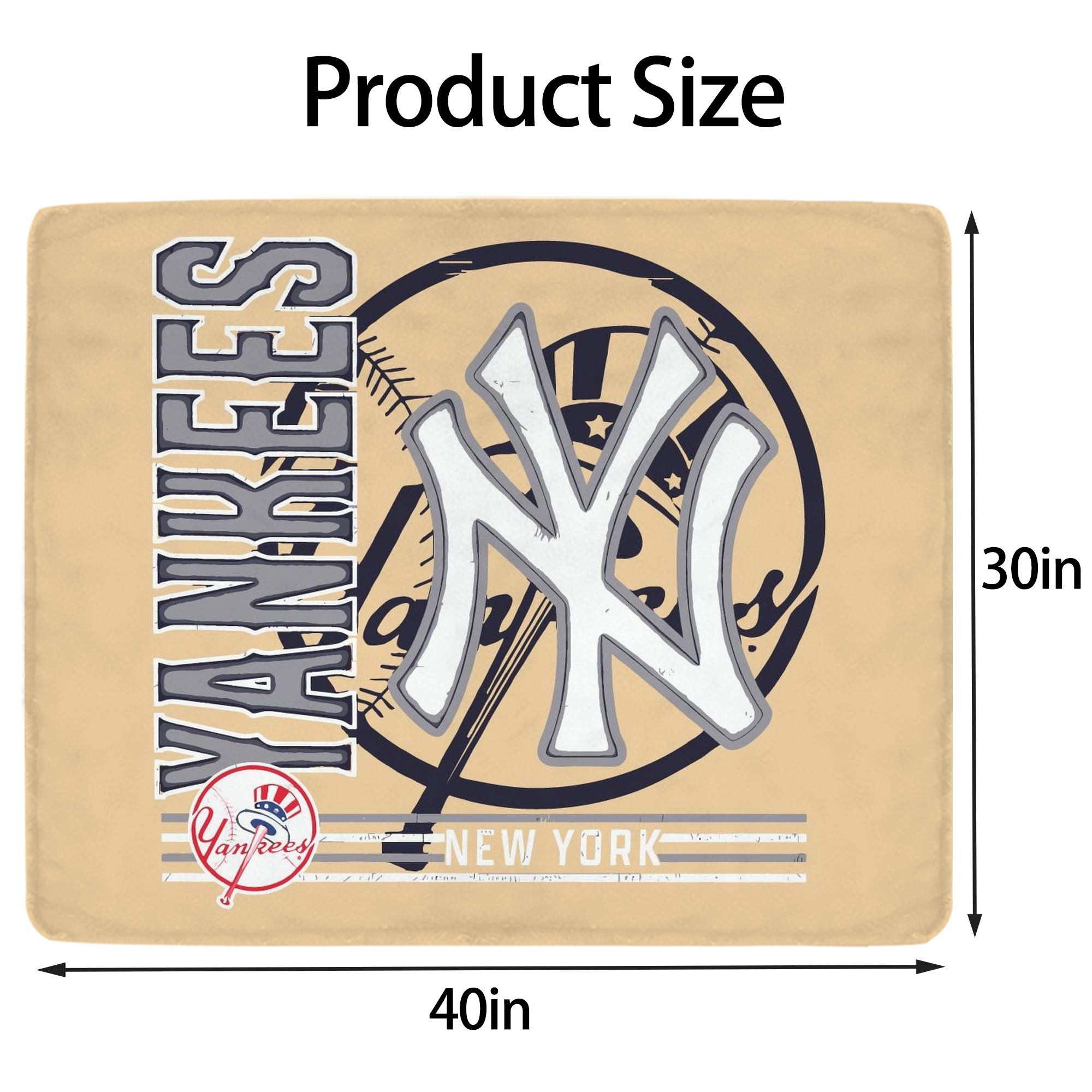 Vintage New York Yankees Logo In Crisp Soft Plush Fleece Blanket 30x40 Inch - 300GSM Flannel, Ultra Soft & Warm, Lightweight & Durable, Perfect For Kids, Adults, Couch, Bed, Camping, Travel, Gift For Family & Friends