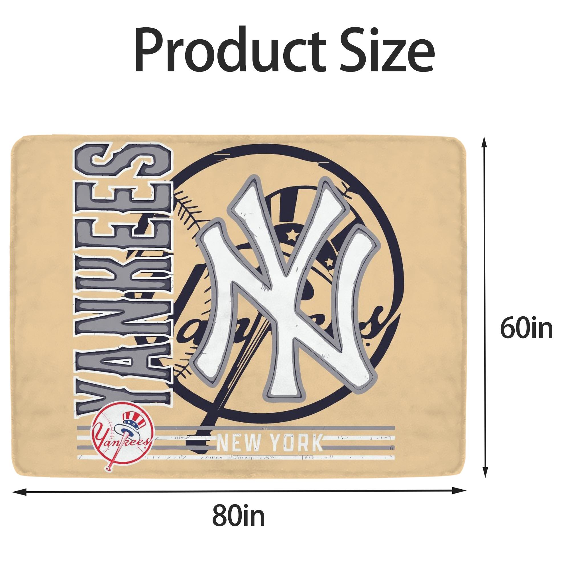Vintage New York Yankees Logo In Crisp Soft Fleece Throw Blanket 60 X 80 Inch – Super Soft, Lightweight, And Durable – Perfect For Sofa, Bed, Camping, And More – Ideal Gift For Family And Friends