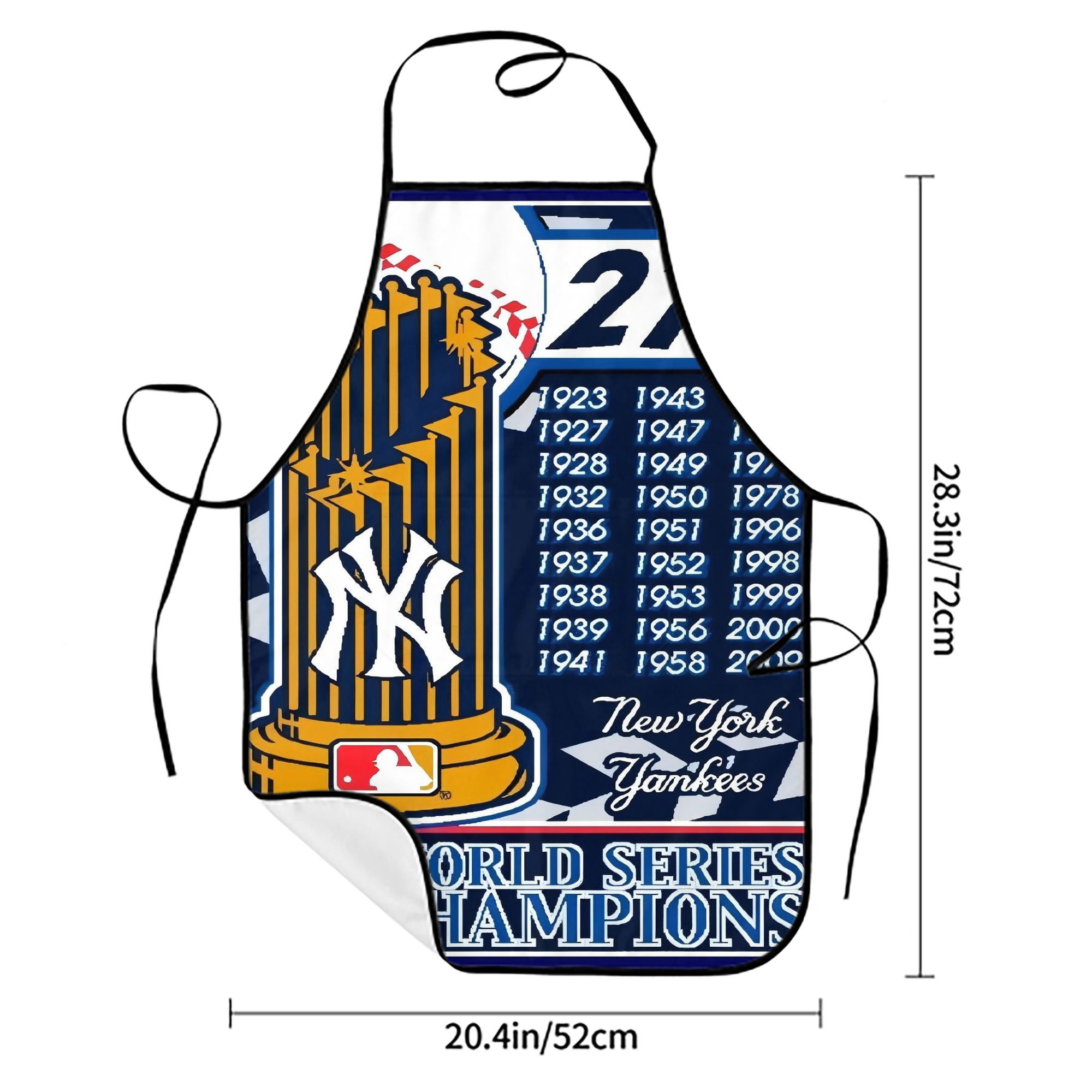 New York Yankees 108 Stain-Resistant Polyester Apron With Pocket – Full Print, Waterproof, Anti-Wrinkle, Anti-Pilling – Ideal For Kitchen, BBQ, Restaurant, Salon & More