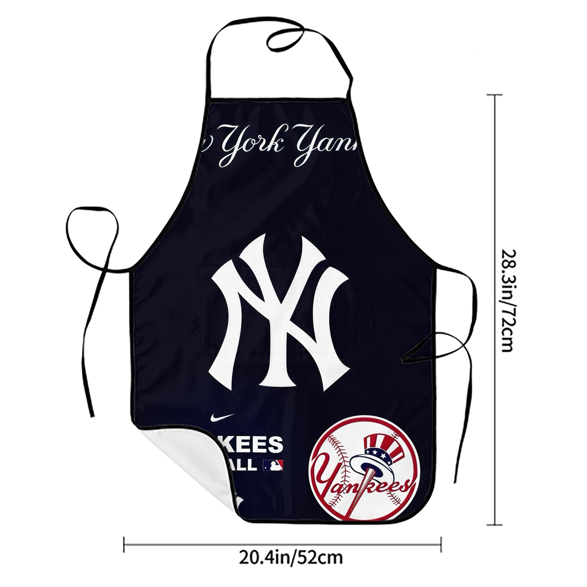New York Yankees 122 Stain-Resistant Polyester Apron With Pocket – Full Print, Waterproof, Anti-Wrinkle, Anti-Pilling – Ideal For Kitchen, BBQ, Restaurant, Salon & More