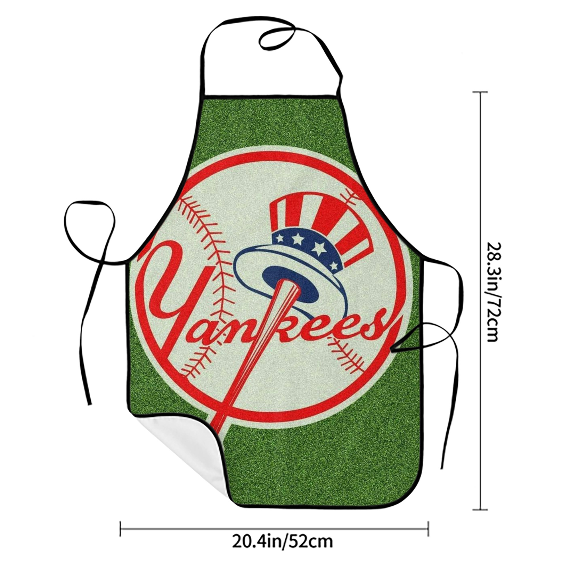 New York Yankees Logo Stain-Resistant Polyester Apron With Pocket – Full Print, Waterproof, Anti-Wrinkle, Anti-Pilling – Ideal For Kitchen, BBQ, Restaurant, Salon & More