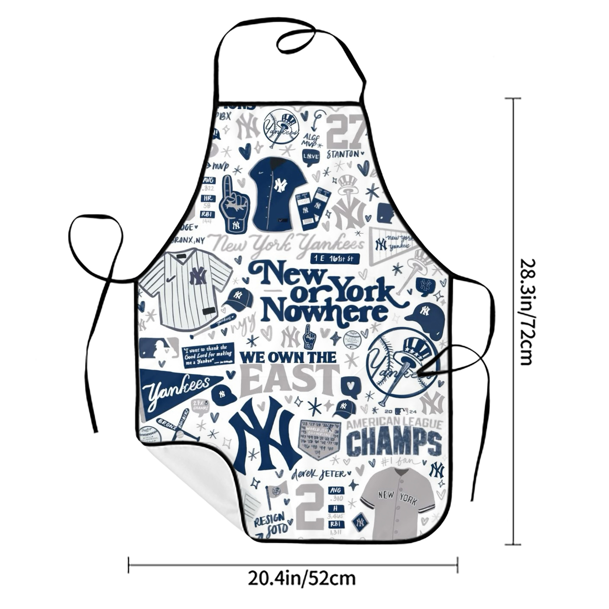 New York Yankees 113 Stain-Resistant Polyester Apron With Pocket – Full Print, Waterproof, Anti-Wrinkle, Anti-Pilling – Ideal For Kitchen, BBQ, Restaurant, Salon & More