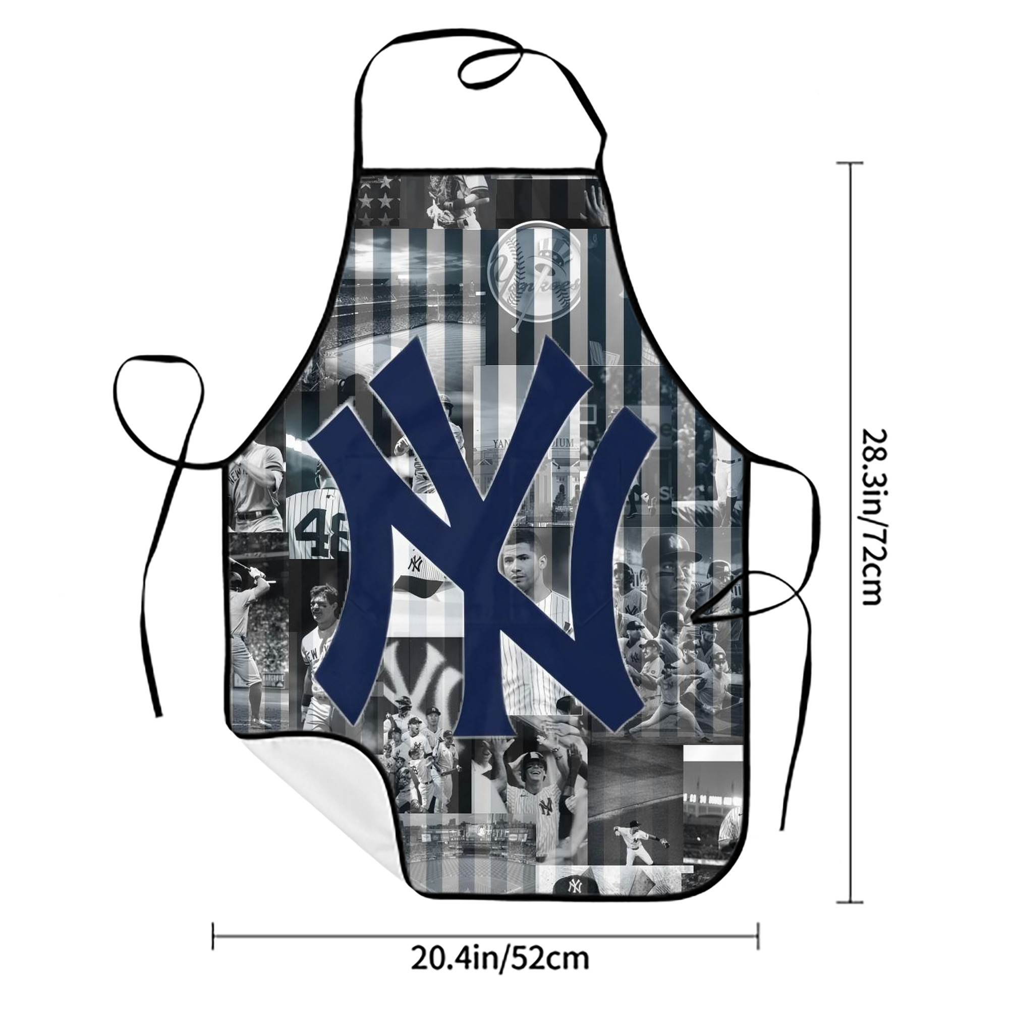 New York Yankees 135 Stain-Resistant Polyester Apron With Pocket – Full Print, Waterproof, Anti-Wrinkle, Anti-Pilling – Ideal For Kitchen, BBQ, Restaurant, Salon & More