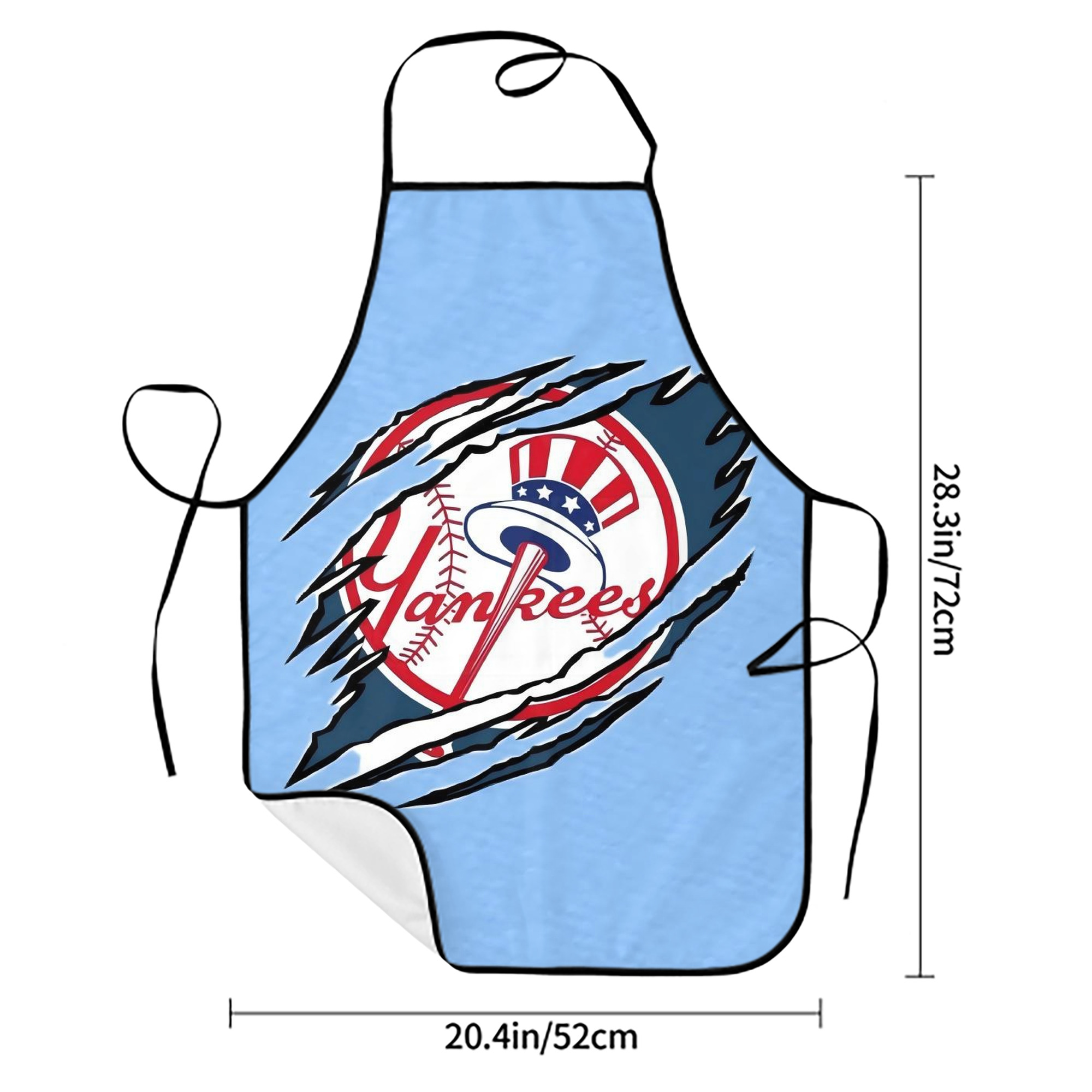 New York Yankees 128 Stain-Resistant Polyester Apron With Pocket – Full Print, Waterproof, Anti-Wrinkle, Anti-Pilling – Ideal For Kitchen, BBQ, Restaurant, Salon & More