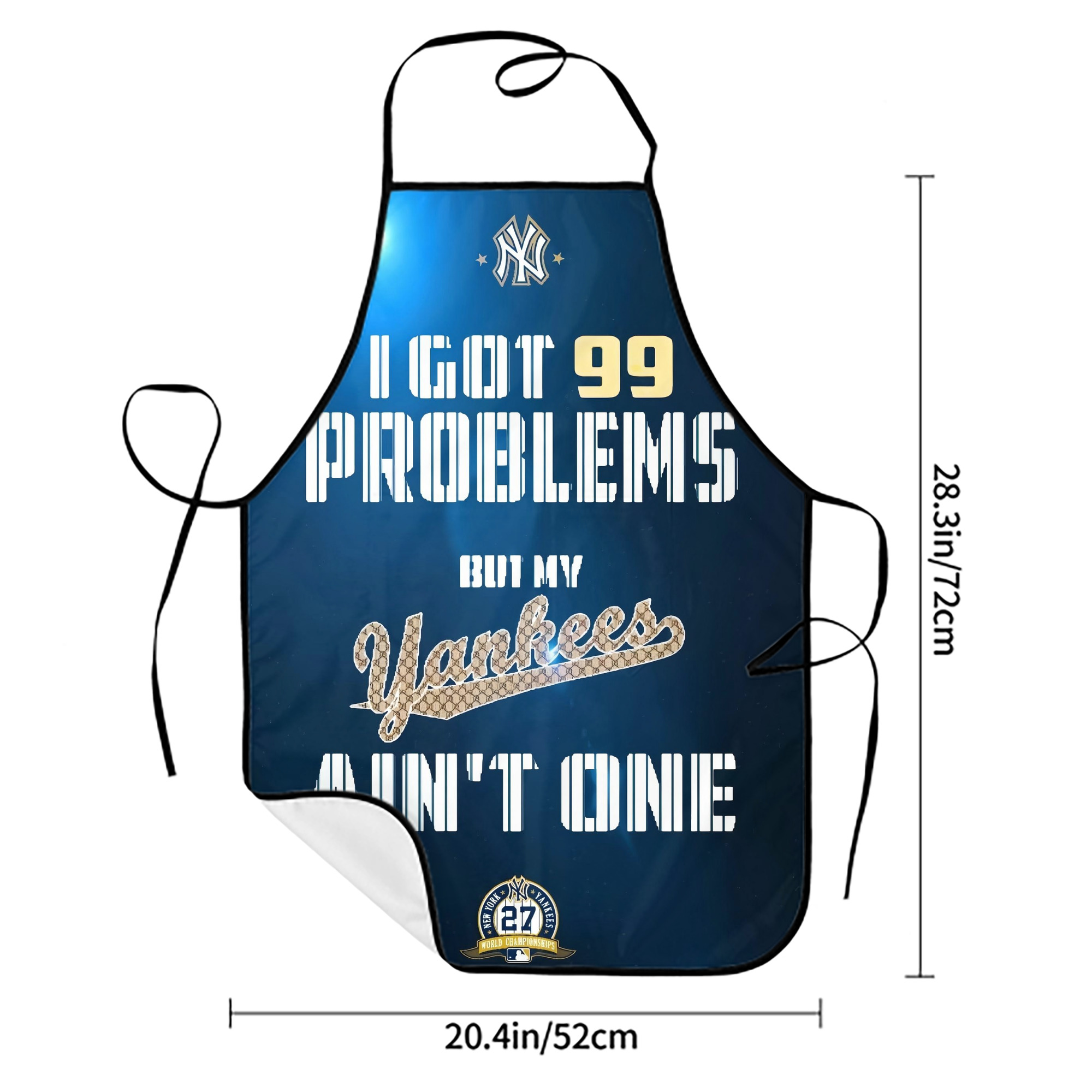 New York Yankees 140 Stain-Resistant Polyester Apron With Pocket – Full Print, Waterproof, Anti-Wrinkle, Anti-Pilling – Ideal For Kitchen, BBQ, Restaurant, Salon & More