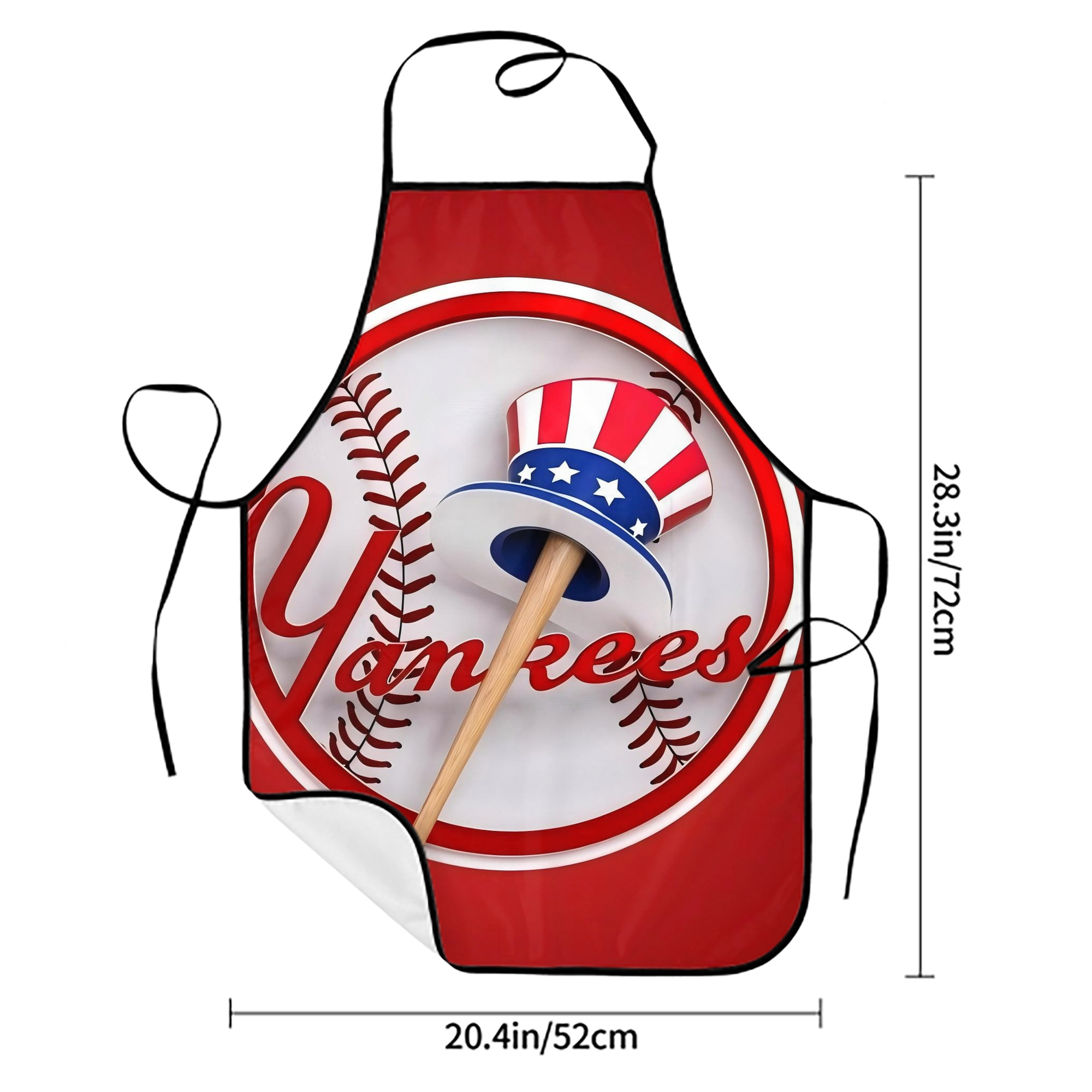 New York Yankees 120 Stain-Resistant Polyester Apron With Pocket – Full Print, Waterproof, Anti-Wrinkle, Anti-Pilling – Ideal For Kitchen, BBQ, Restaurant, Salon & More
