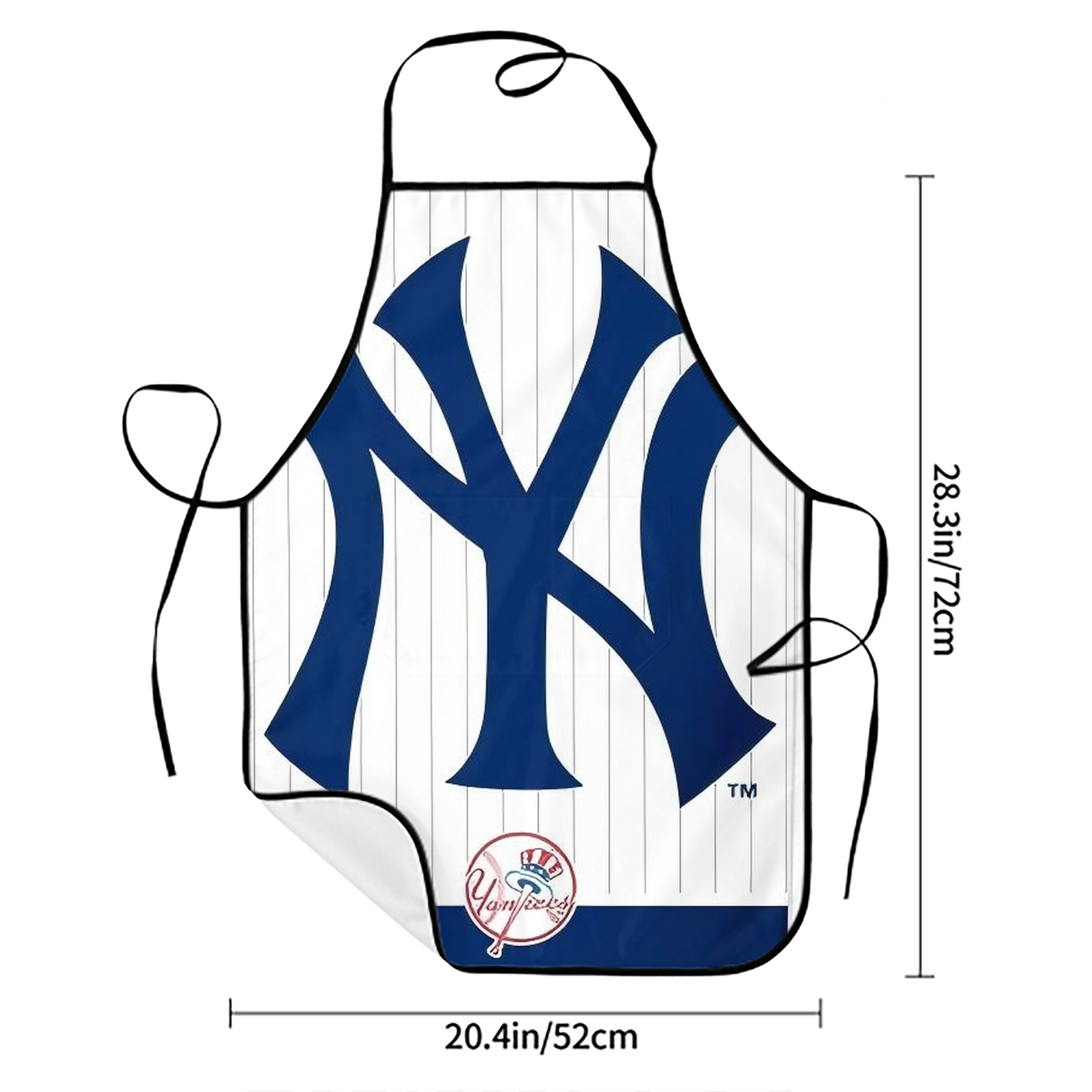New York Yankees 134 Stain-Resistant Polyester Apron With Pocket – Full Print, Waterproof, Anti-Wrinkle, Anti-Pilling – Ideal For Kitchen, BBQ, Restaurant, Salon & More