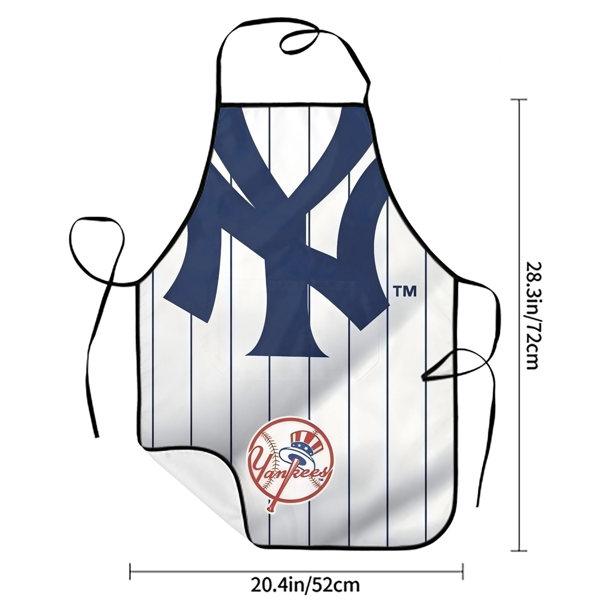 New York Yankees 126 Stain-Resistant Polyester Apron With Pocket – Full Print, Waterproof, Anti-Wrinkle, Anti-Pilling – Ideal For Kitchen, BBQ, Restaurant, Salon & More