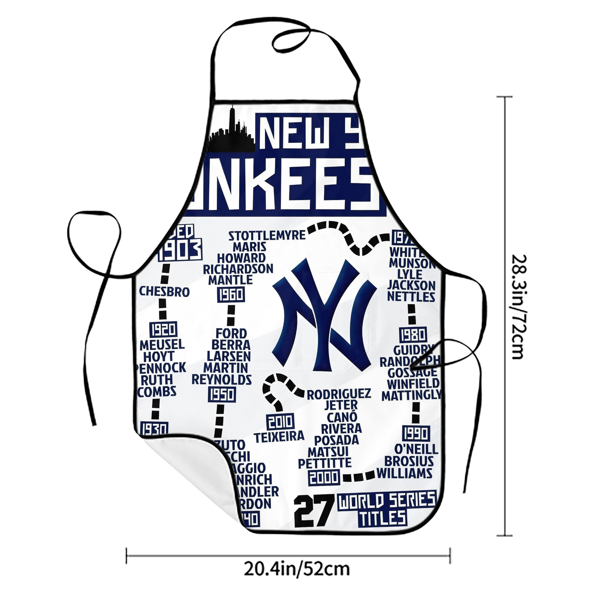 New York Yankees 155 Stain-Resistant Polyester Apron With Pocket – Full Print, Waterproof, Anti-Wrinkle, Anti-Pilling – Ideal For Kitchen, BBQ, Restaurant, Salon & More
