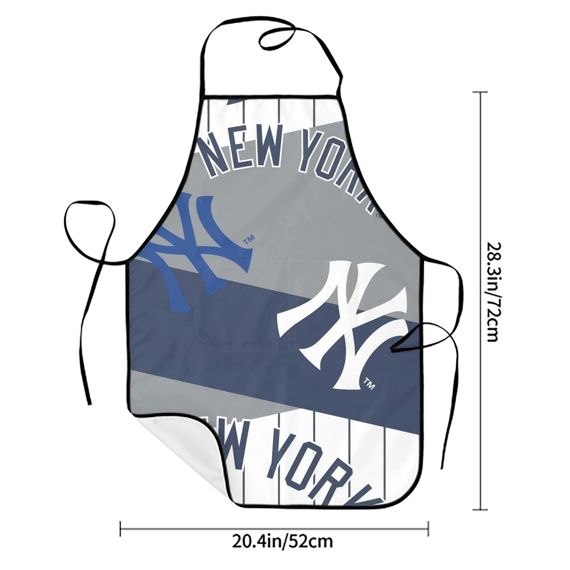 New York Yankees 133 Stain-Resistant Polyester Apron With Pocket – Full Print, Waterproof, Anti-Wrinkle, Anti-Pilling – Ideal For Kitchen, BBQ, Restaurant, Salon & More