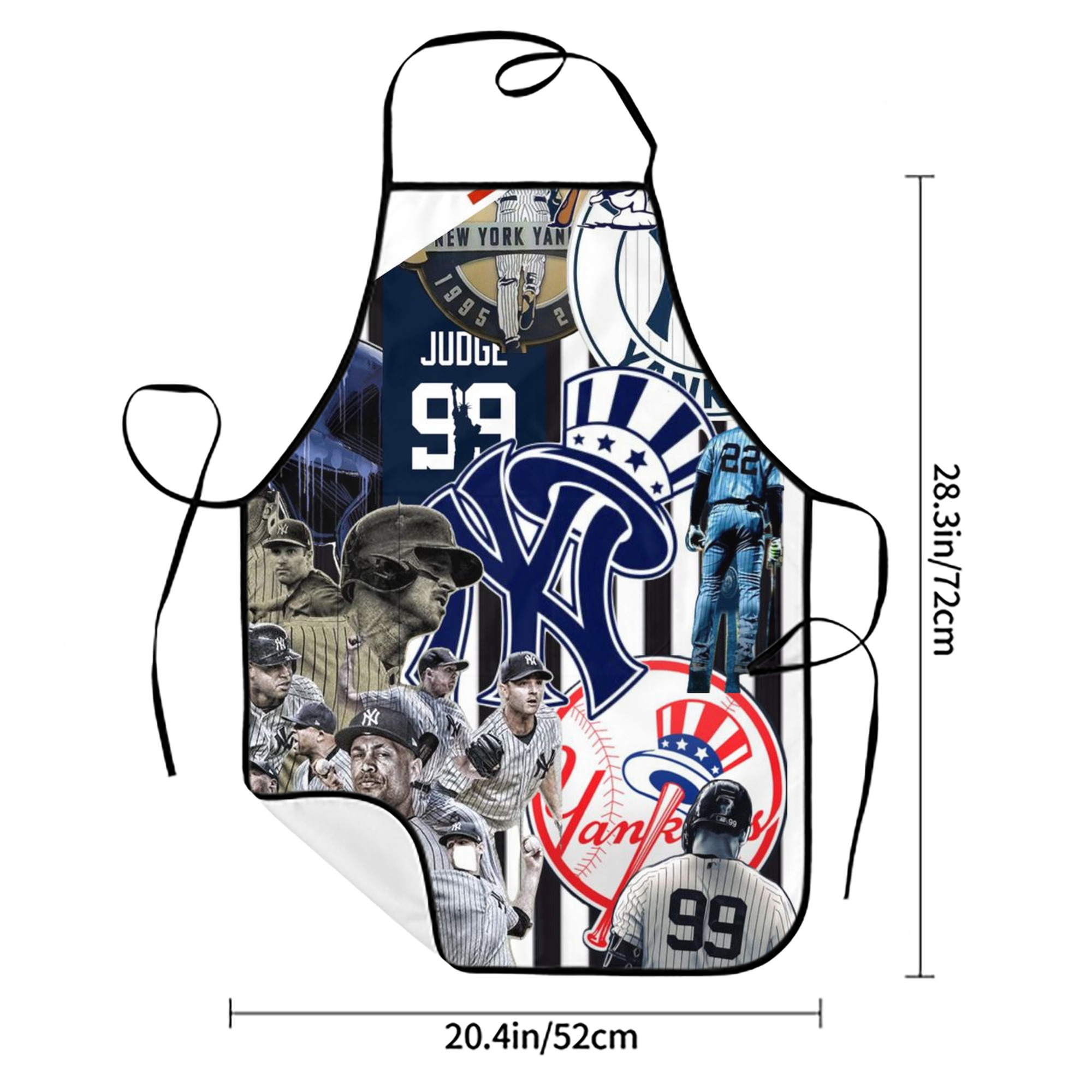 New York Yankees 138 Stain-Resistant Polyester Apron With Pocket – Full Print, Waterproof, Anti-Wrinkle, Anti-Pilling – Ideal For Kitchen, BBQ, Restaurant, Salon & More