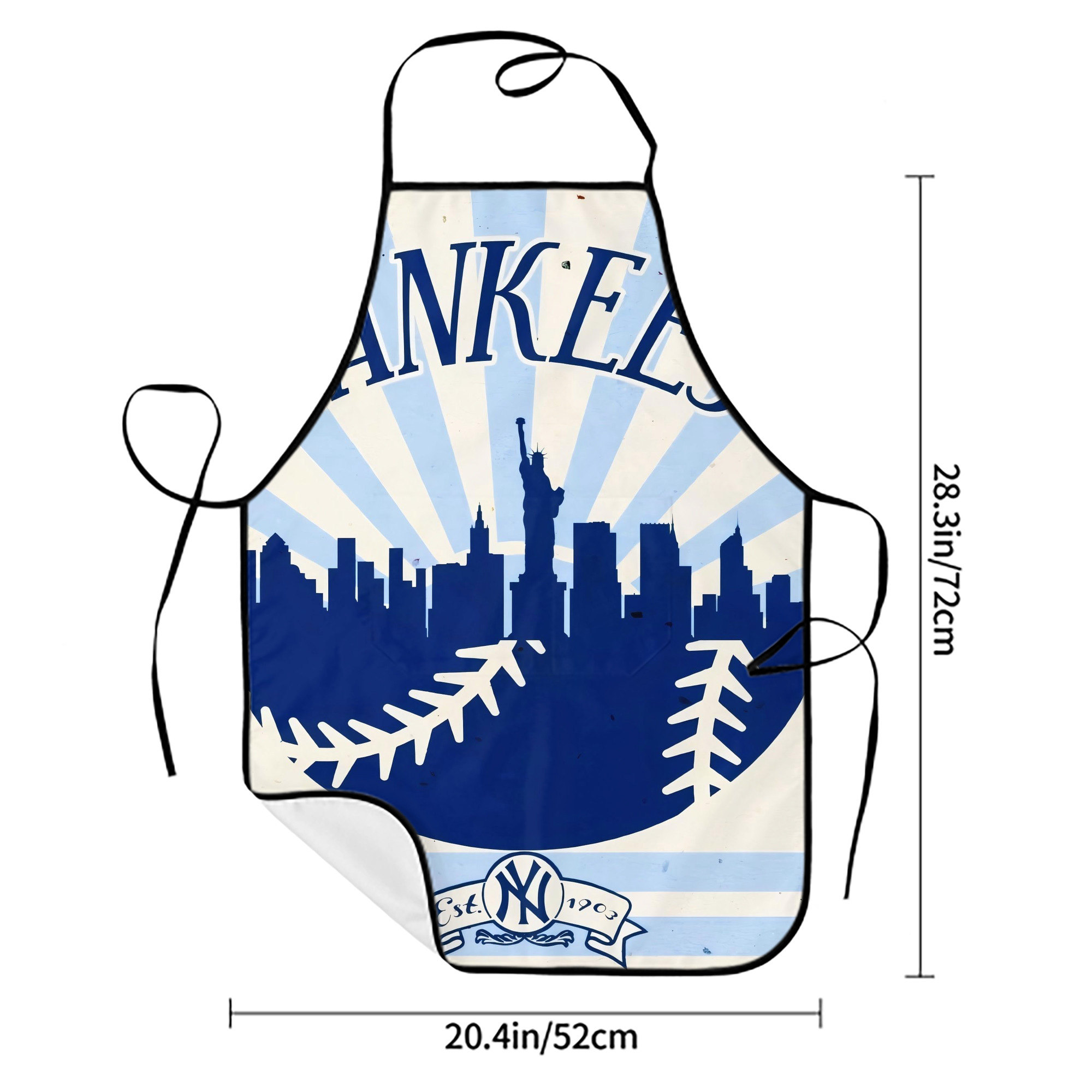 New York Yankees 143 Stain-Resistant Polyester Apron With Pocket – Full Print, Waterproof, Anti-Wrinkle, Anti-Pilling – Ideal For Kitchen, BBQ, Restaurant, Salon & More