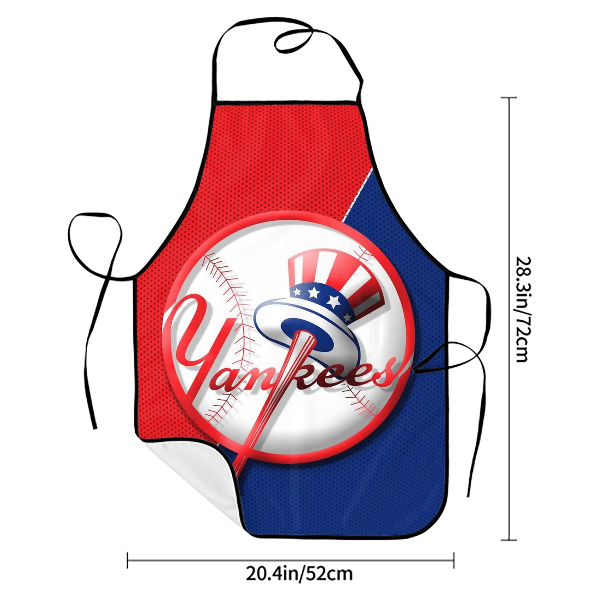 New York Yankees 148 Stain-Resistant Polyester Apron With Pocket – Full Print, Waterproof, Anti-Wrinkle, Anti-Pilling – Ideal For Kitchen, BBQ, Restaurant, Salon & More