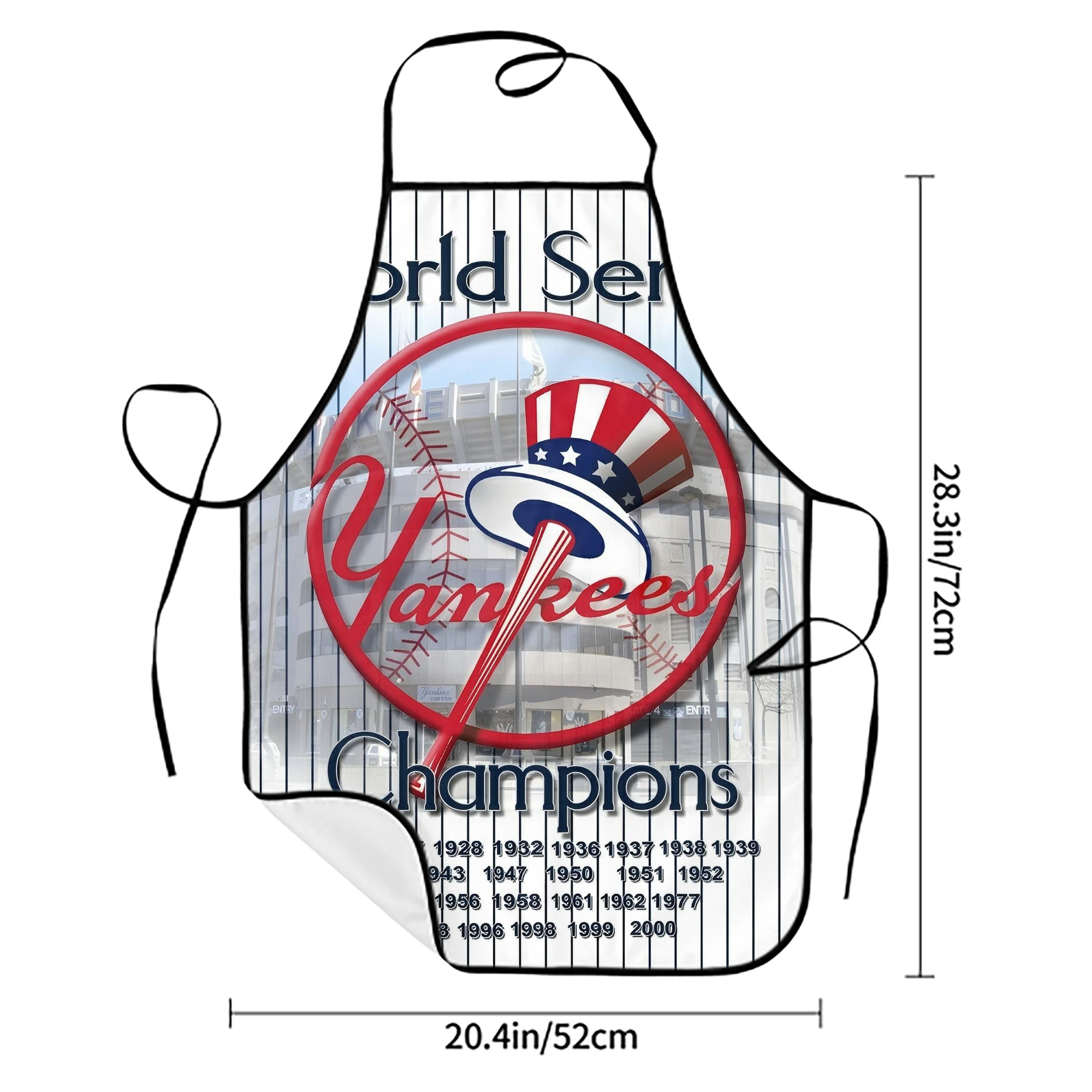 New York Yankees 184 Stain-Resistant Polyester Apron With Pocket – Full Print, Waterproof, Anti-Wrinkle, Anti-Pilling – Ideal For Kitchen, BBQ, Restaurant, Salon & More