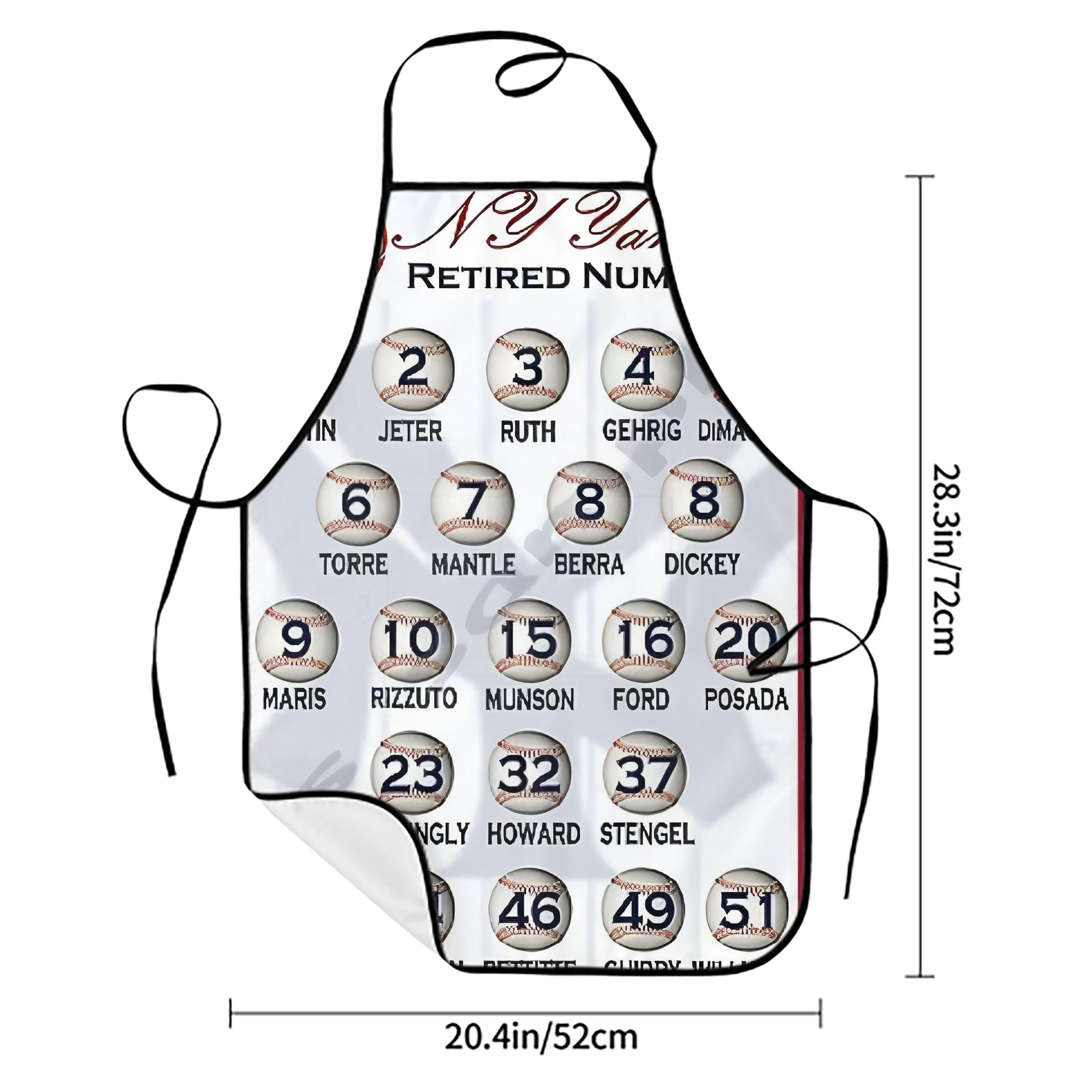 New York Yankees 201 Stain-Resistant Polyester Apron With Pocket – Full Print, Waterproof, Anti-Wrinkle, Anti-Pilling – Ideal For Kitchen, BBQ, Restaurant, Salon & More