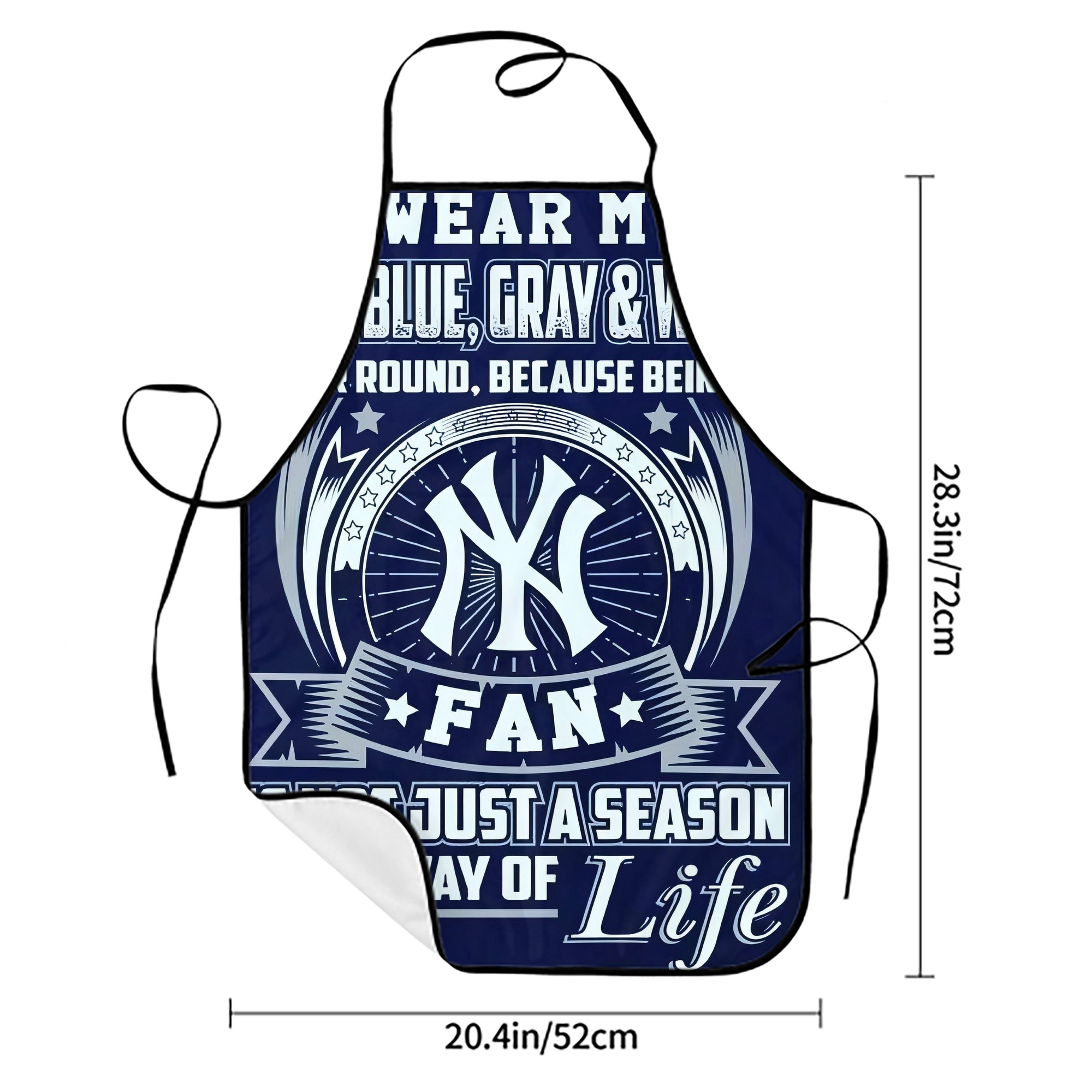 New York Yankees 194 Stain-Resistant Polyester Apron With Pocket – Full Print, Waterproof, Anti-Wrinkle, Anti-Pilling – Ideal For Kitchen, BBQ, Restaurant, Salon & More