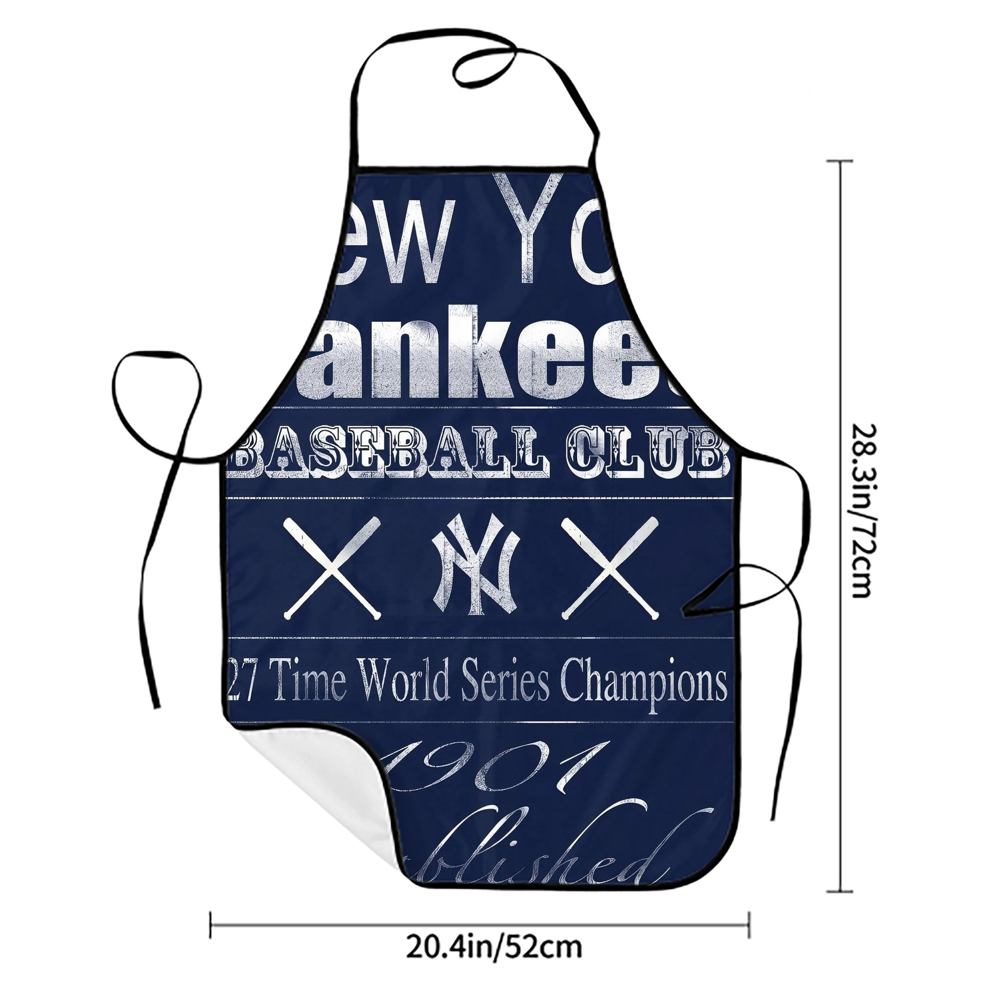 New York Yankees 205 Stain-Resistant Polyester Apron With Pocket – Full Print, Waterproof, Anti-Wrinkle, Anti-Pilling – Ideal For Kitchen, BBQ, Restaurant, Salon & More