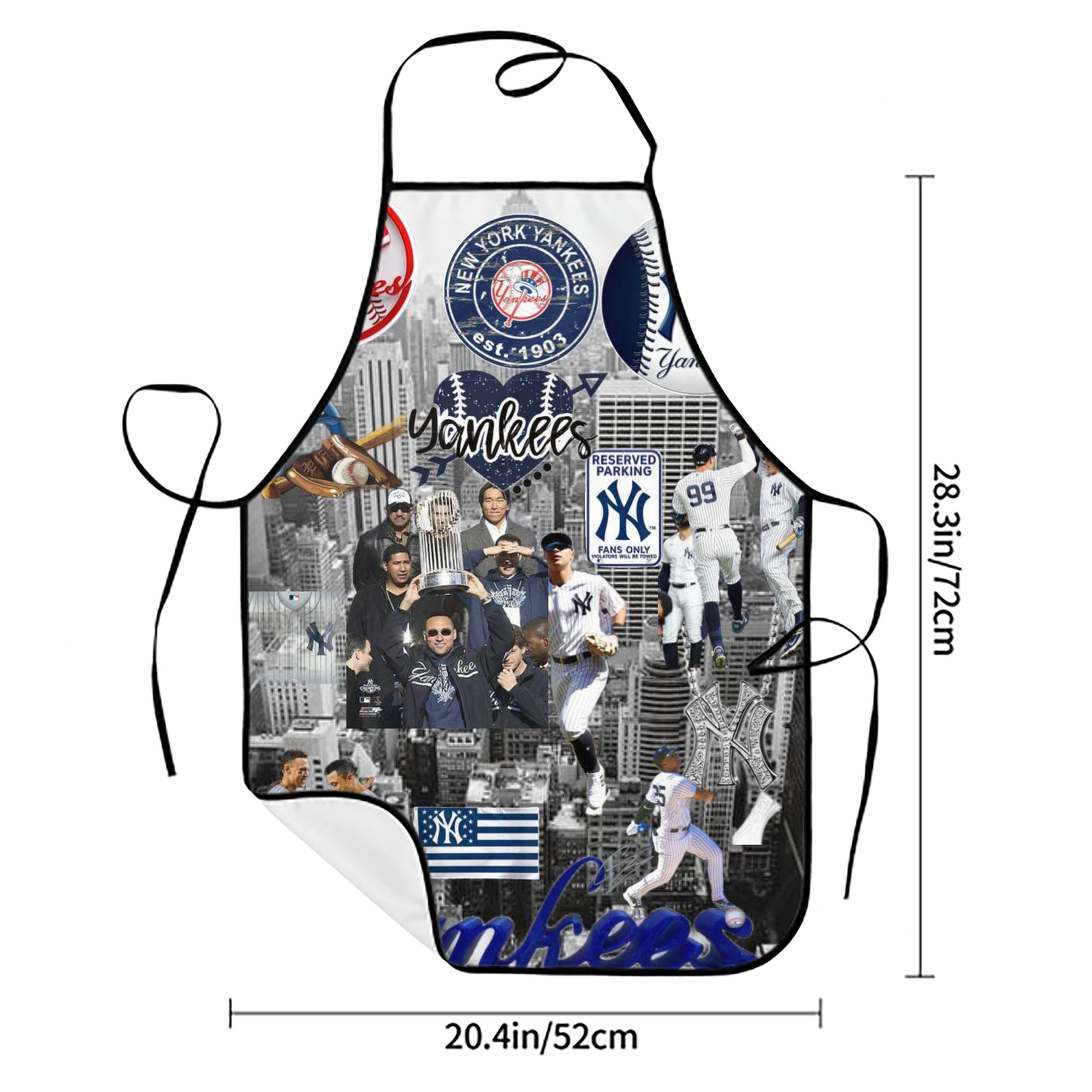 New York Yankees 199 Stain-Resistant Polyester Apron With Pocket – Full Print, Waterproof, Anti-Wrinkle, Anti-Pilling – Ideal For Kitchen, BBQ, Restaurant, Salon & More