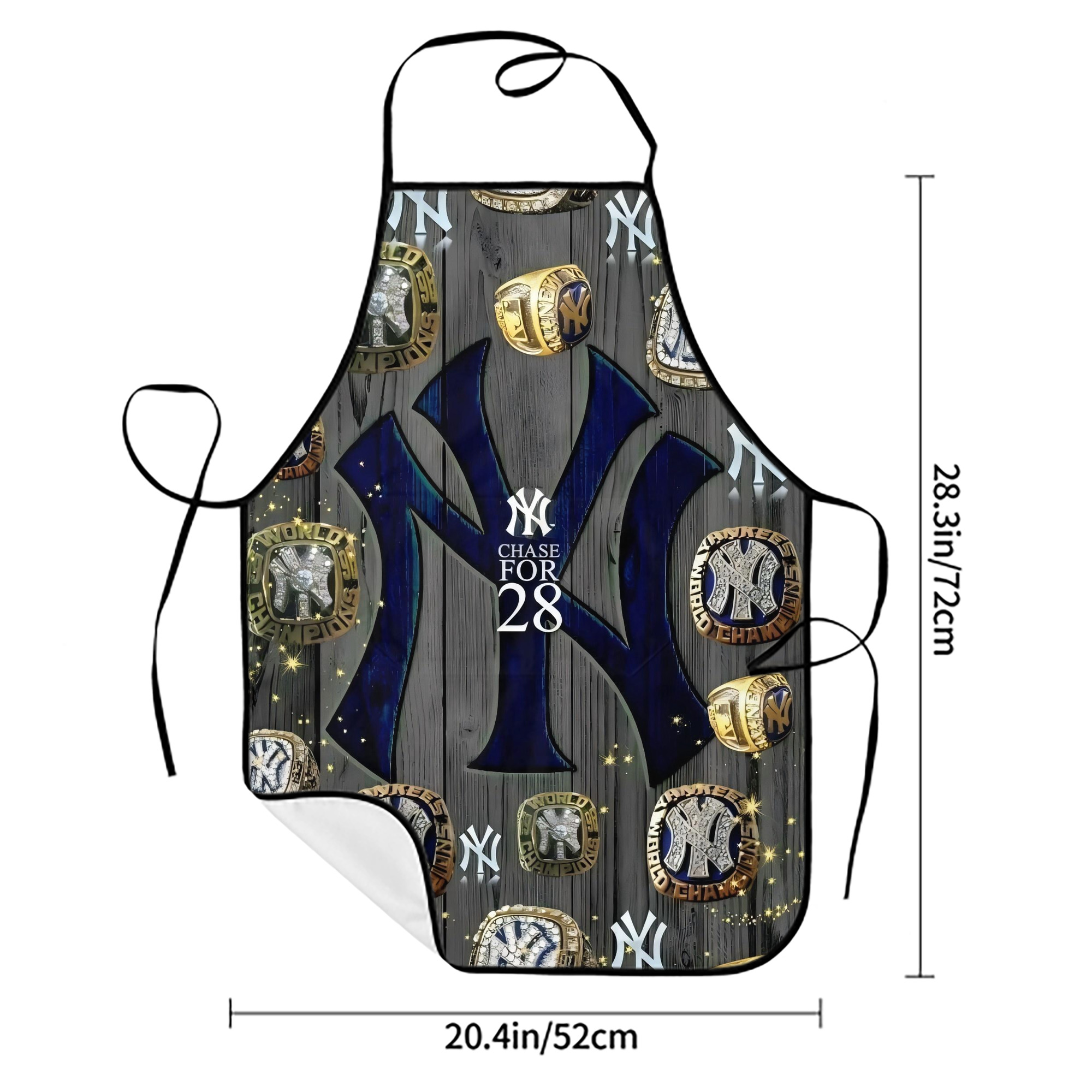 New York Yankees 209 Stain-Resistant Polyester Apron With Pocket – Full Print, Waterproof, Anti-Wrinkle, Anti-Pilling – Ideal For Kitchen, BBQ, Restaurant, Salon & More