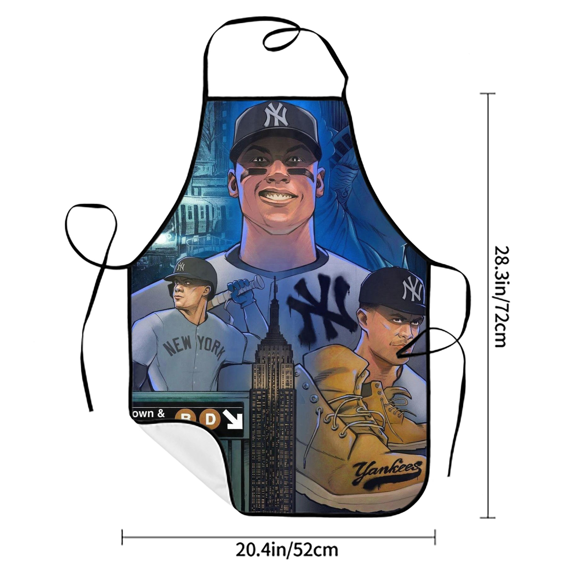 New York Yankees 298 Stain-Resistant Polyester Apron With Pocket – Full Print, Waterproof, Anti-Wrinkle, Anti-Pilling – Ideal For Kitchen, BBQ, Restaurant, Salon & More