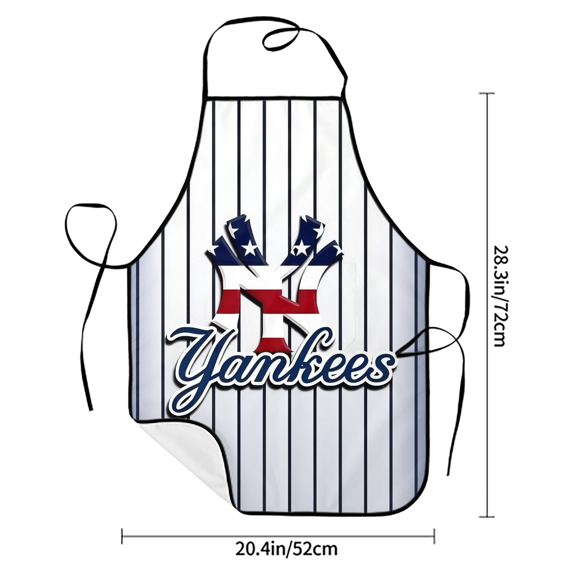 New York Yankees 227 Stain-Resistant Polyester Apron With Pocket – Full Print, Waterproof, Anti-Wrinkle, Anti-Pilling – Ideal For Kitchen, BBQ, Restaurant, Salon & More