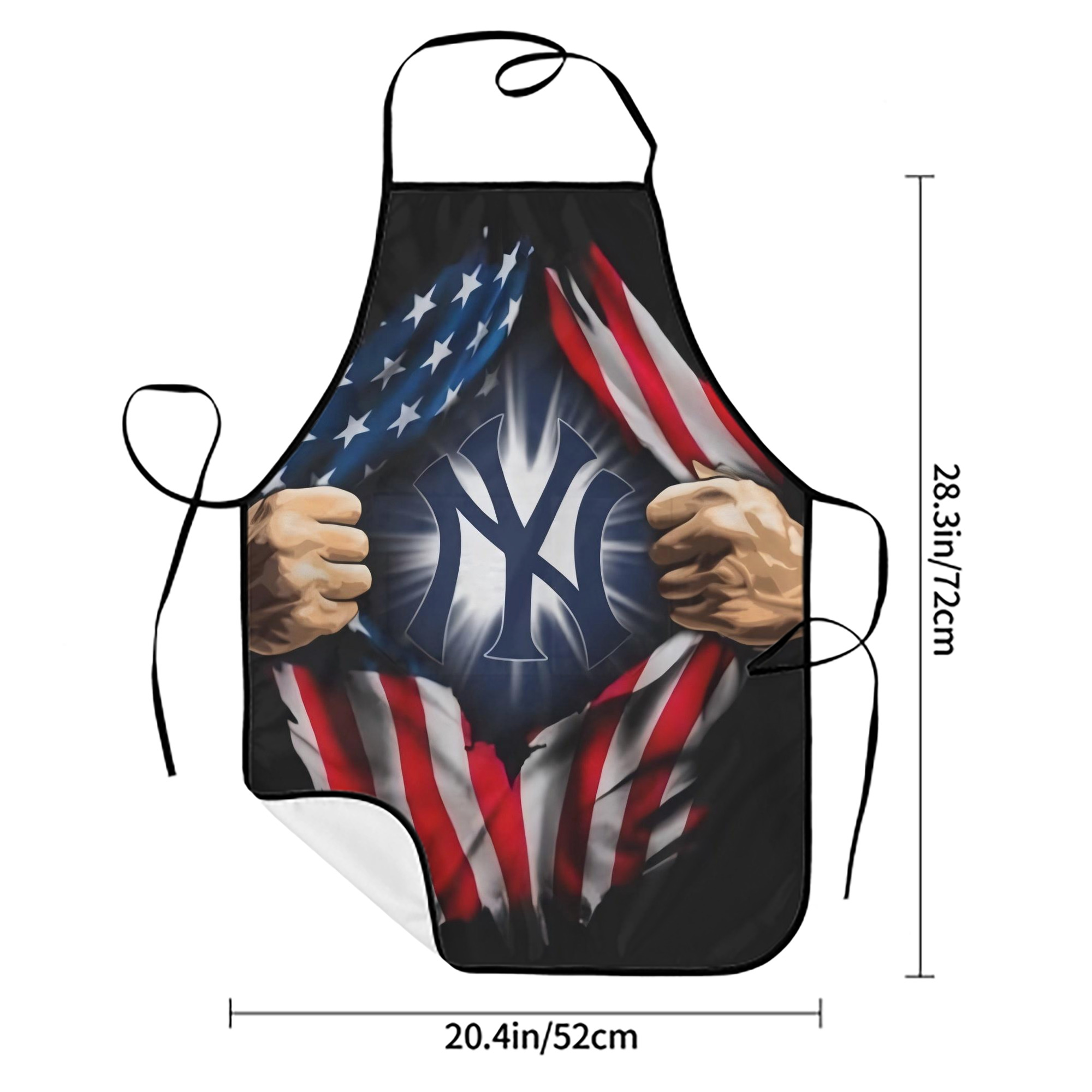 New York Yankees US Flag Yankees Inside Me Stain-Resistant Polyester Apron With Pocket – Full Print, Waterproof, Anti-Wrinkle, Anti-Pilling – Ideal For Kitchen, BBQ, Restaurant, Salon & More