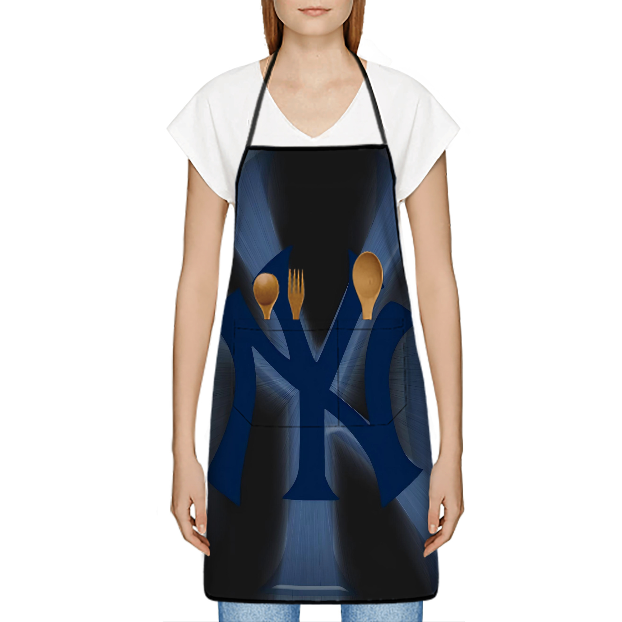New York Yankees 110 Stain-Resistant Polyester Apron With Pocket – Full Print, Waterproof, Anti-Wrinkle, Anti-Pilling – Ideal For Kitchen, BBQ, Restaurant, Salon & More