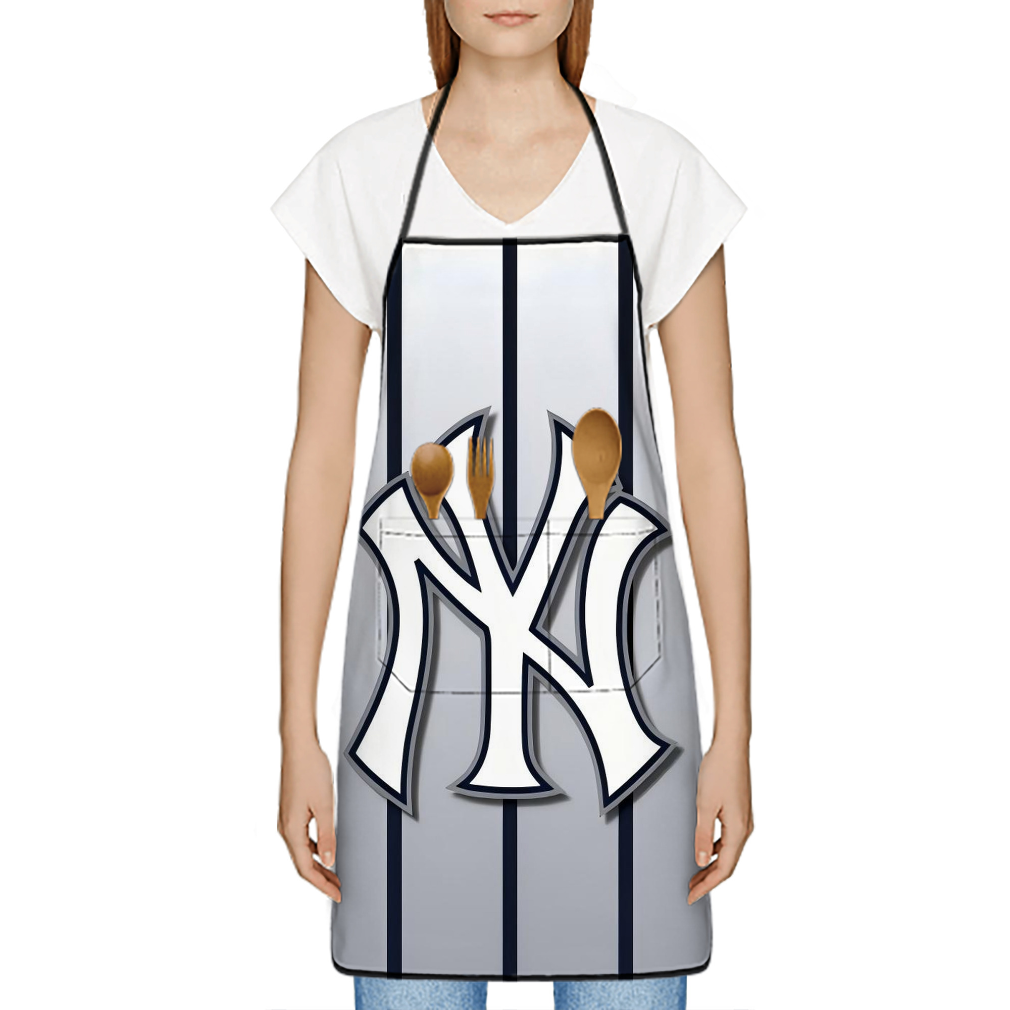 New York Yankees 118 Stain-Resistant Polyester Apron With Pocket – Full Print, Waterproof, Anti-Wrinkle, Anti-Pilling – Ideal For Kitchen, BBQ, Restaurant, Salon & More