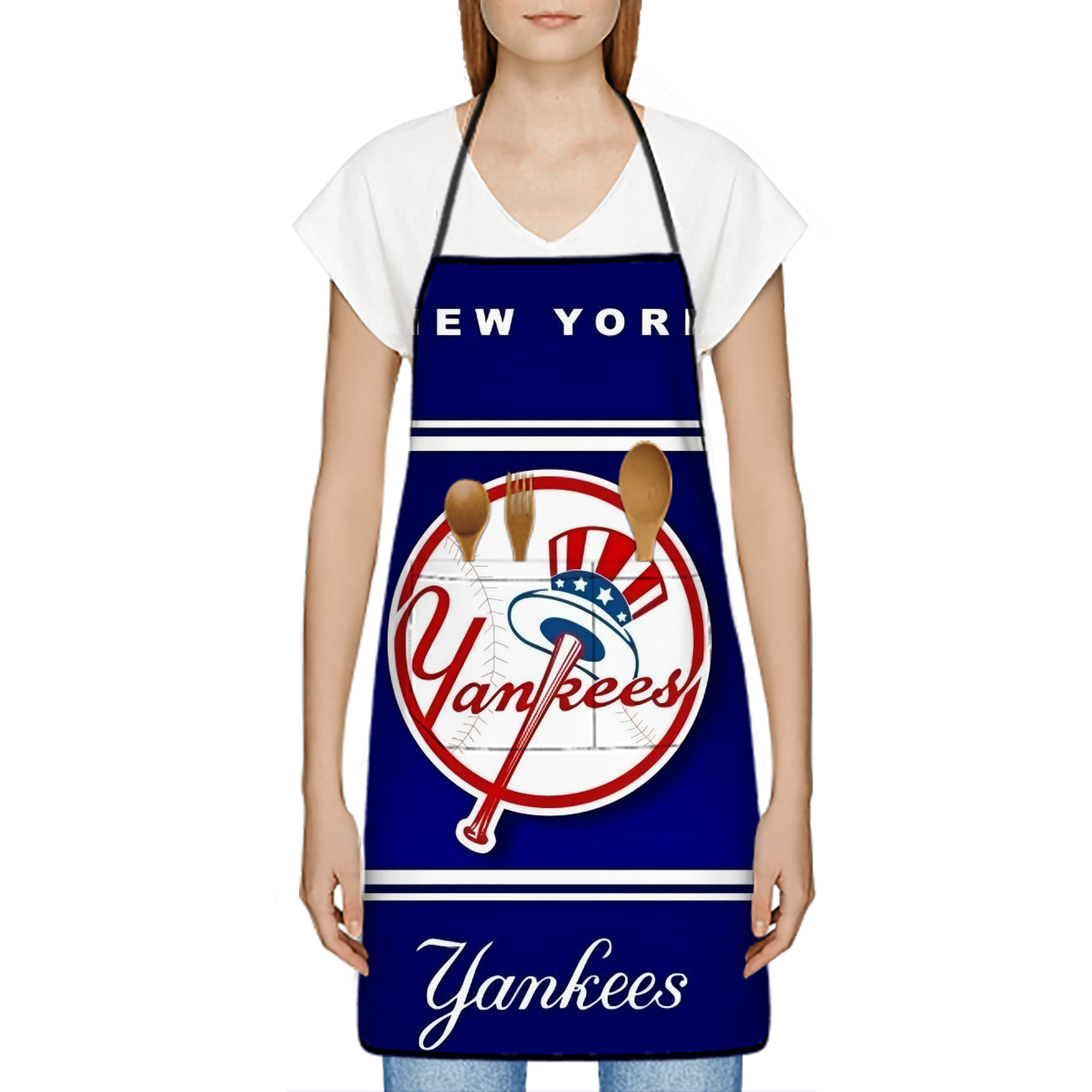 New York Yankees 139 Stain-Resistant Polyester Apron With Pocket – Full Print, Waterproof, Anti-Wrinkle, Anti-Pilling – Ideal For Kitchen, BBQ, Restaurant, Salon & More