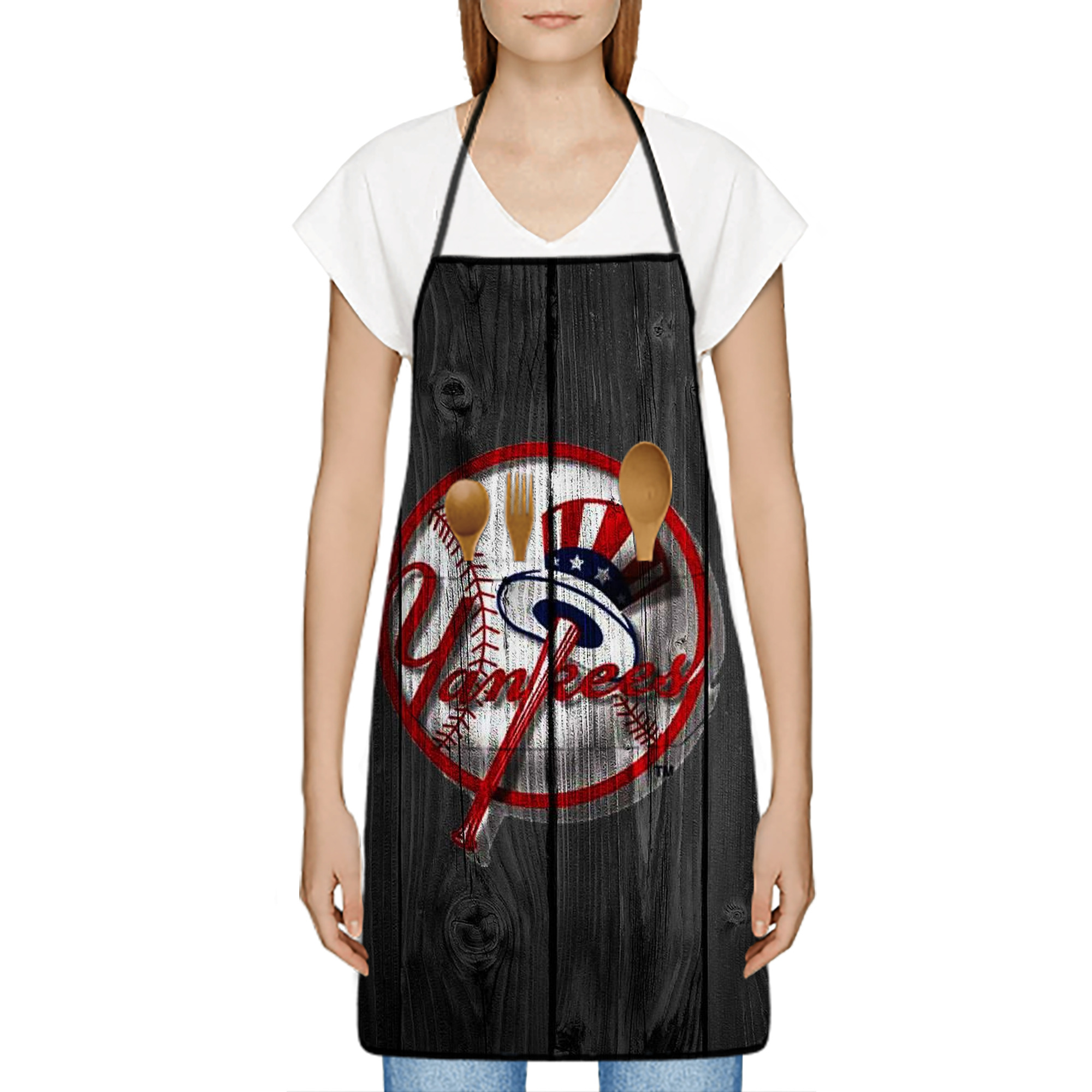 New York Yankees 131 Stain-Resistant Polyester Apron With Pocket – Full Print, Waterproof, Anti-Wrinkle, Anti-Pilling – Ideal For Kitchen, BBQ, Restaurant, Salon & More