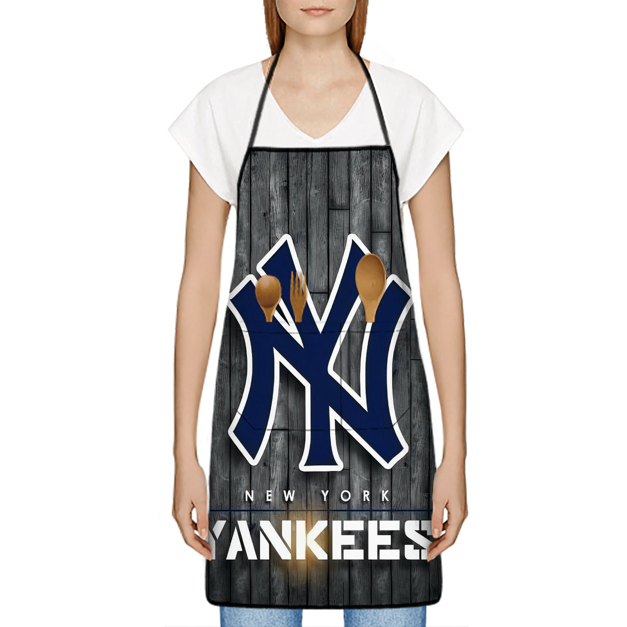 New York Yankees 127 Stain-Resistant Polyester Apron With Pocket – Full Print, Waterproof, Anti-Wrinkle, Anti-Pilling – Ideal For Kitchen, BBQ, Restaurant, Salon & More