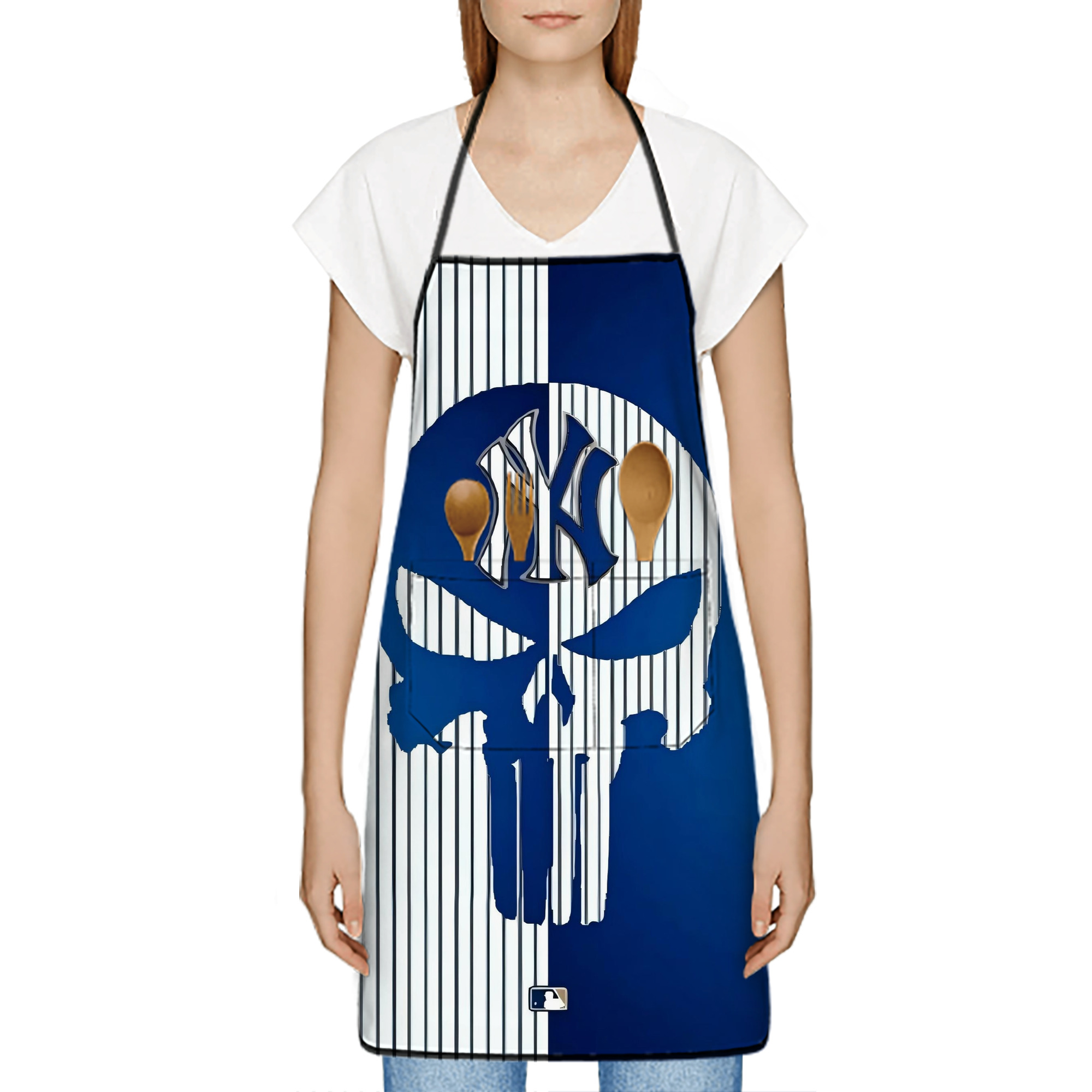 New York Yankees 154 Stain-Resistant Polyester Apron With Pocket – Full Print, Waterproof, Anti-Wrinkle, Anti-Pilling – Ideal For Kitchen, BBQ, Restaurant, Salon & More