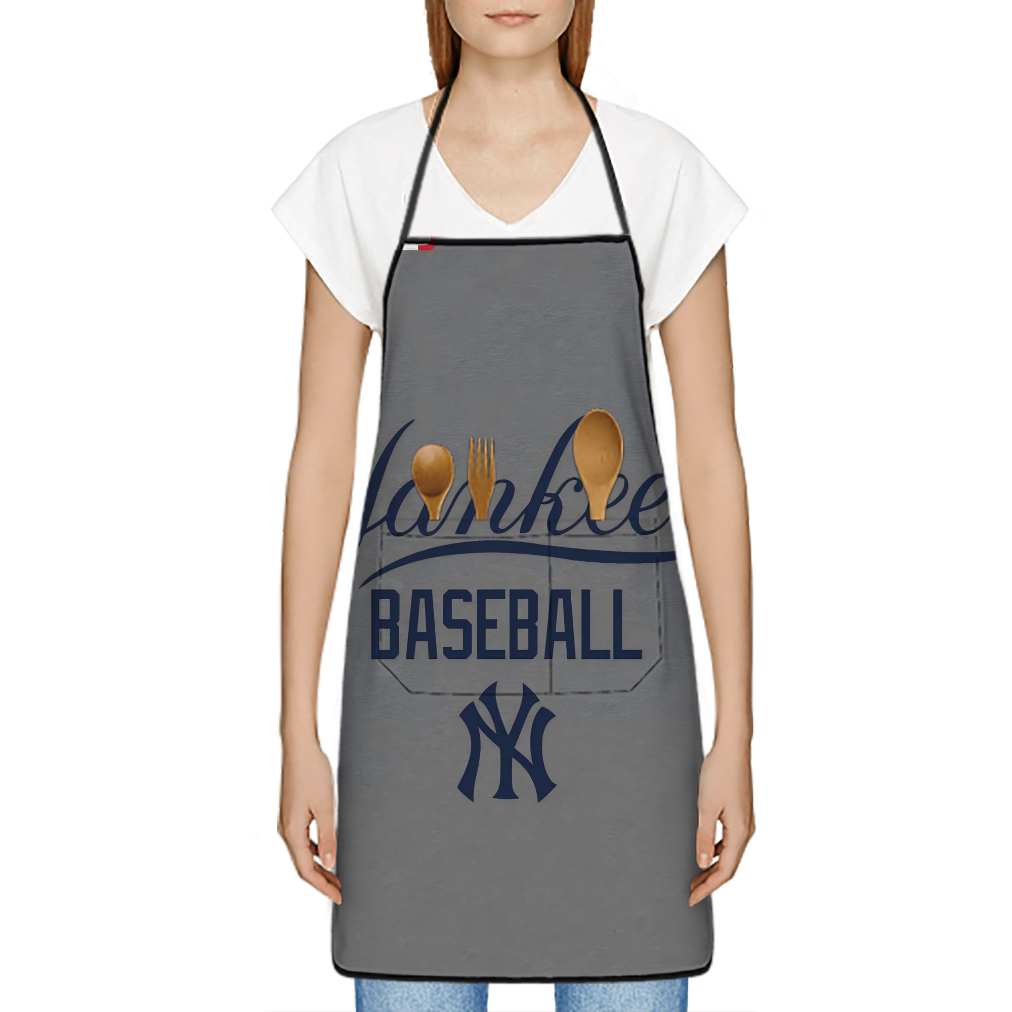 New York Yankees 147 Stain-Resistant Polyester Apron With Pocket – Full Print, Waterproof, Anti-Wrinkle, Anti-Pilling – Ideal For Kitchen, BBQ, Restaurant, Salon & More